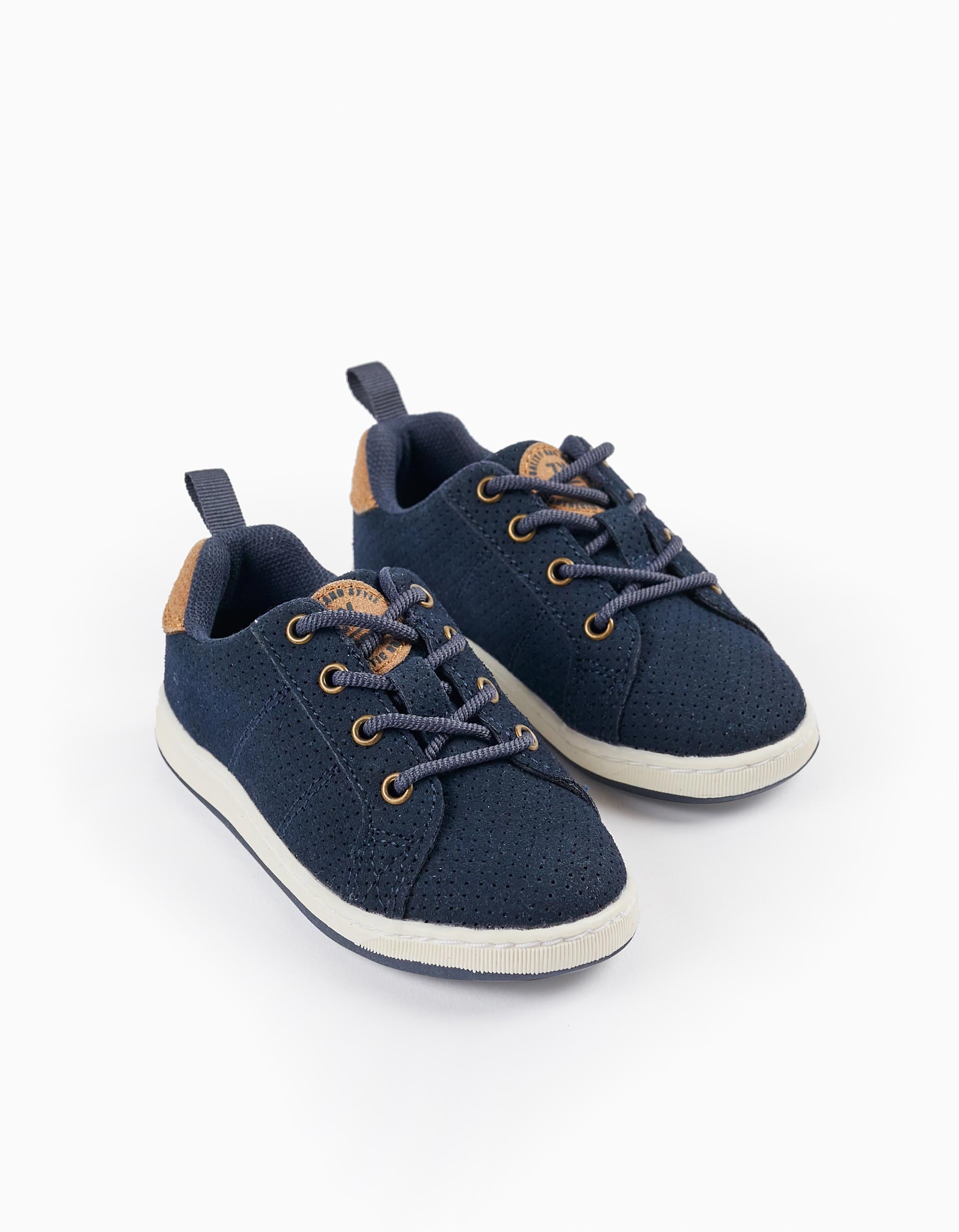 Deck Shoes in Suedine for Baby Boy 'ZY 1996', Dark Blue