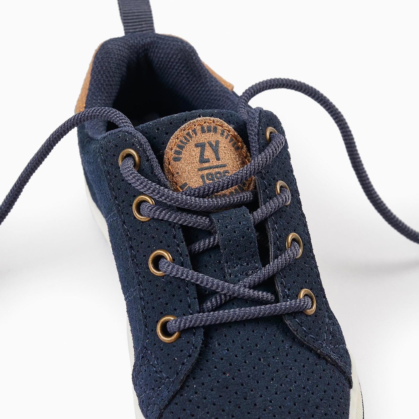 Deck Shoes in Suedine for Baby Boy 'ZY 1996', Dark Blue
