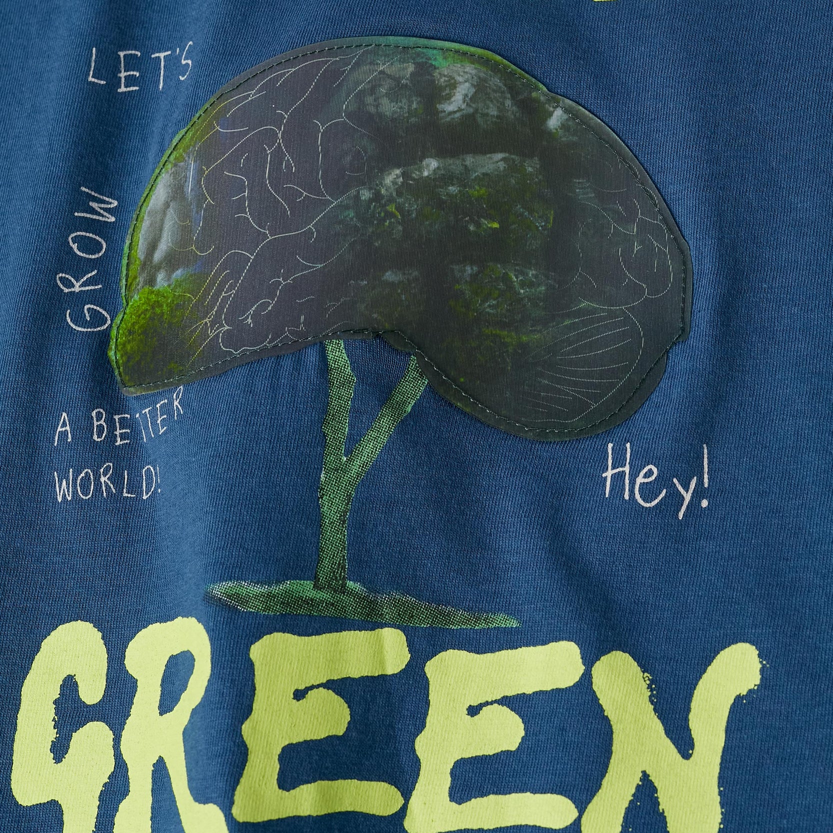 Cotton T-Shirt with Holographic Effect for Boys 'Think Green', Blue