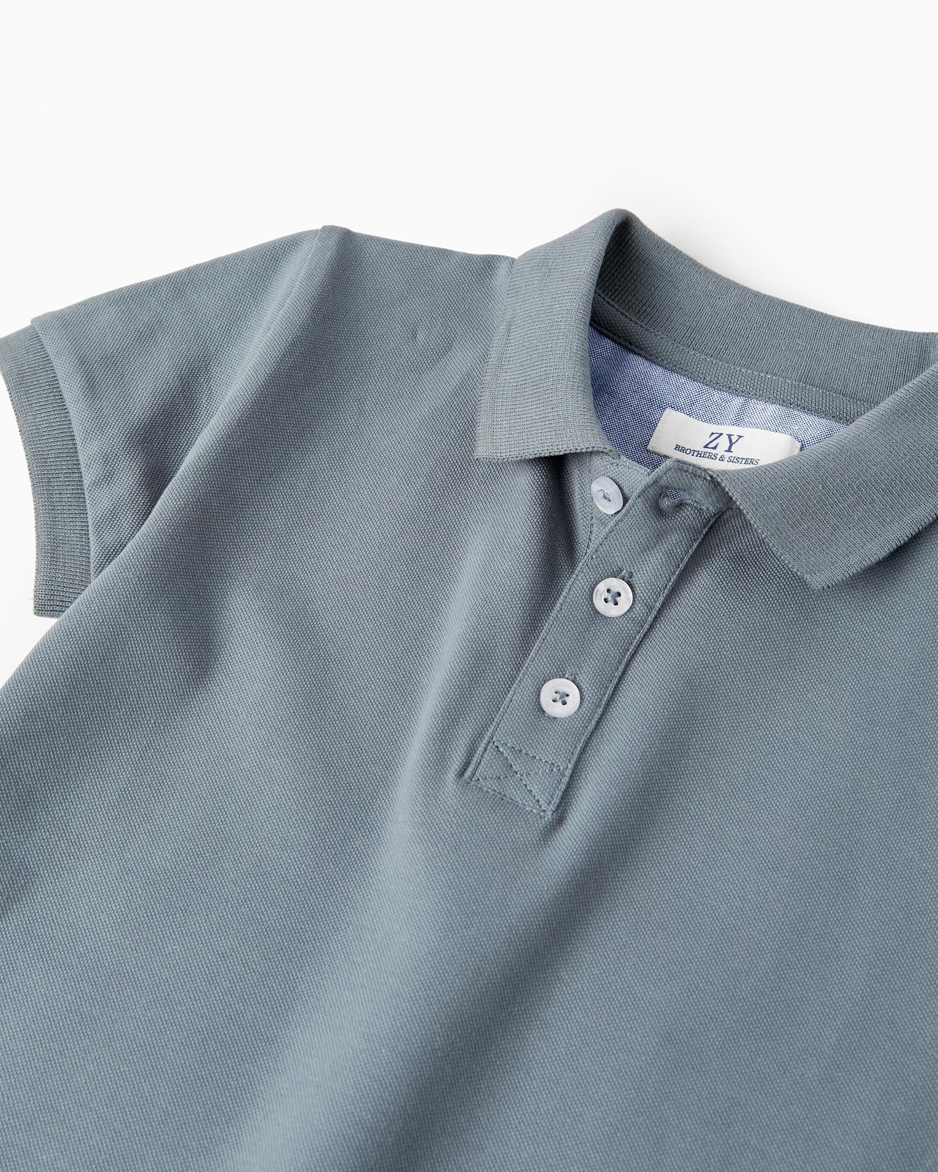 Short Sleeve Polo in Cotton PiquÃ© for Boys 'B&S', Blue