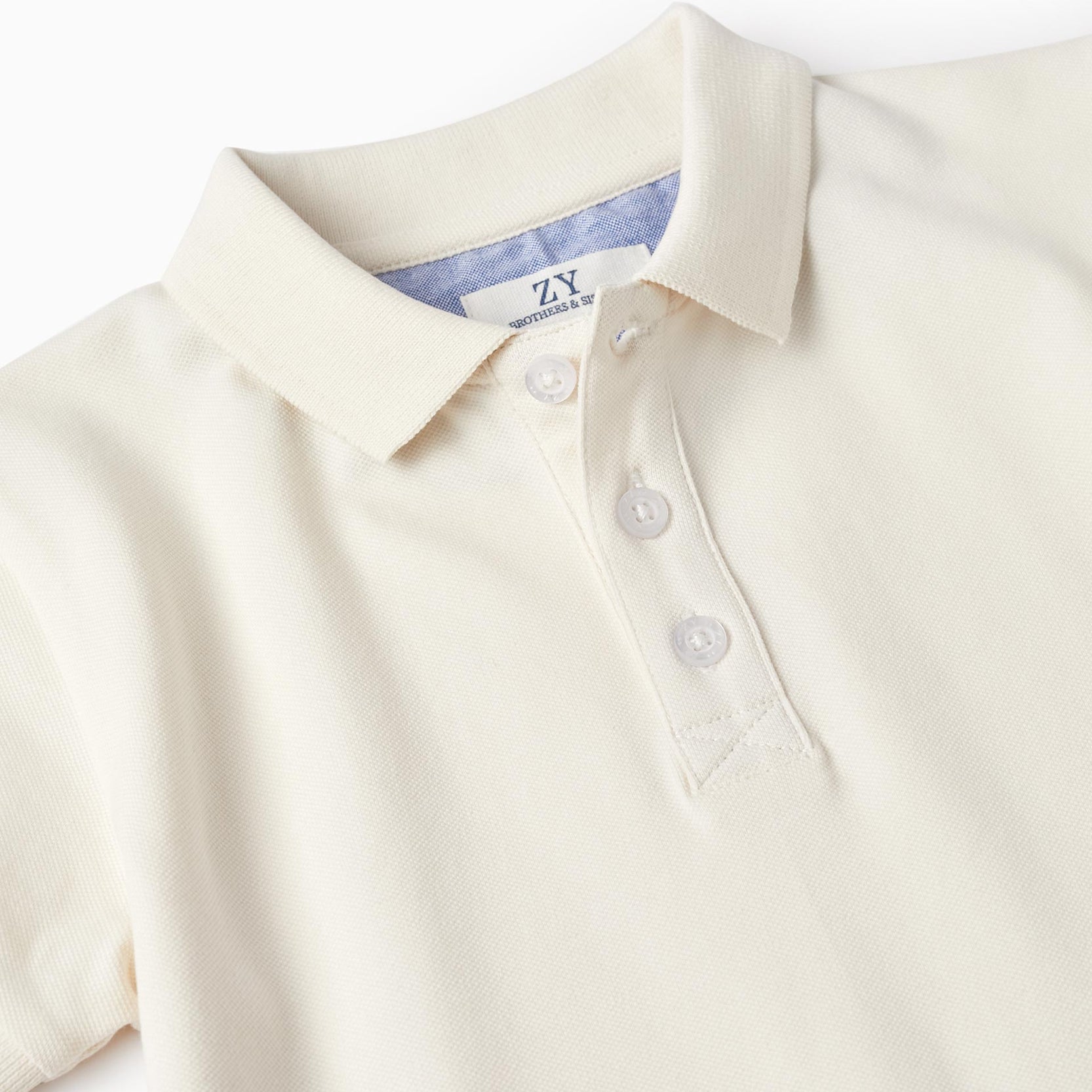 Short Sleeve Polo in Cotton Piqué for Boys 'B&S', White