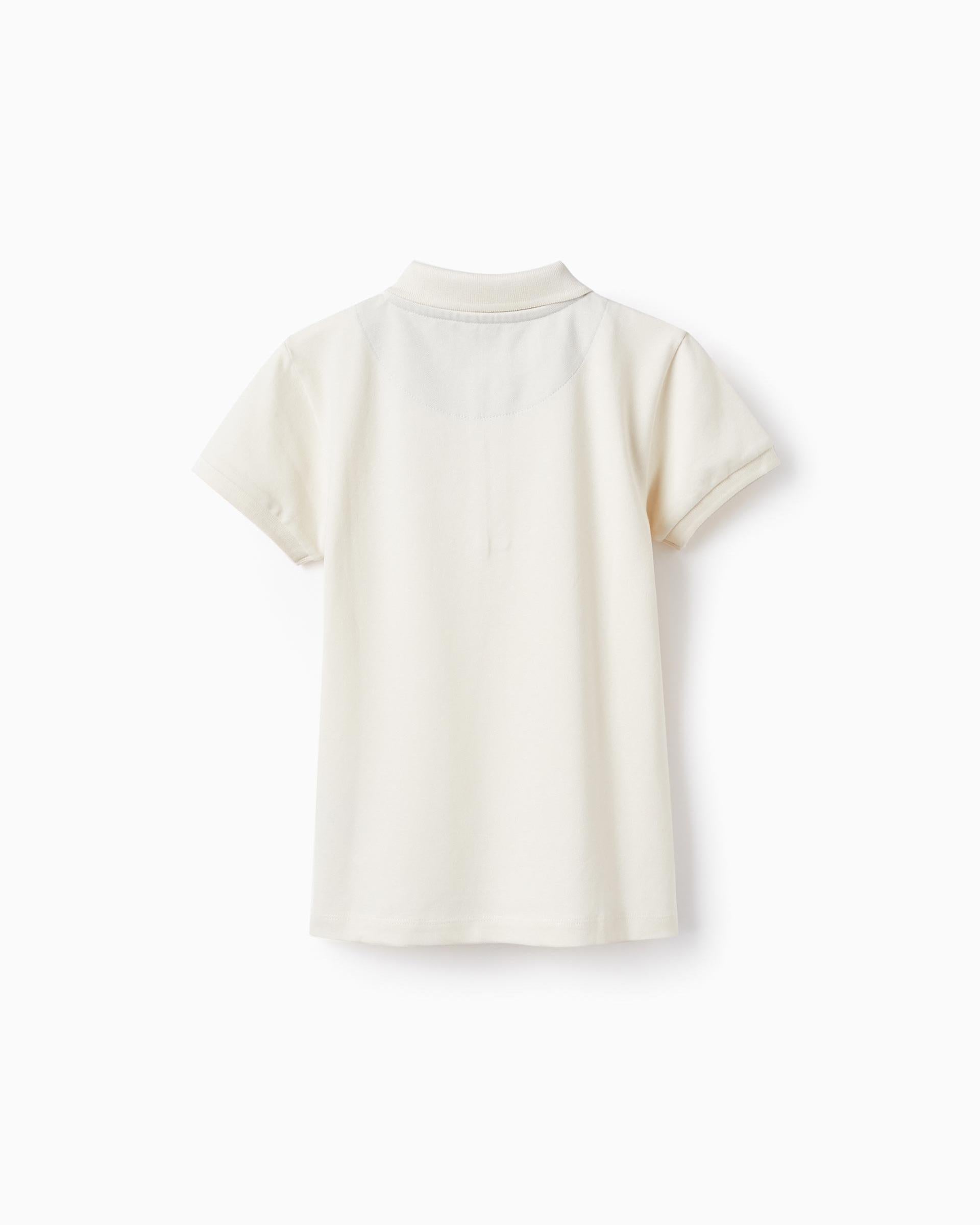 Short Sleeve Polo in Cotton PiquÃ© for Boys 'B&S', White