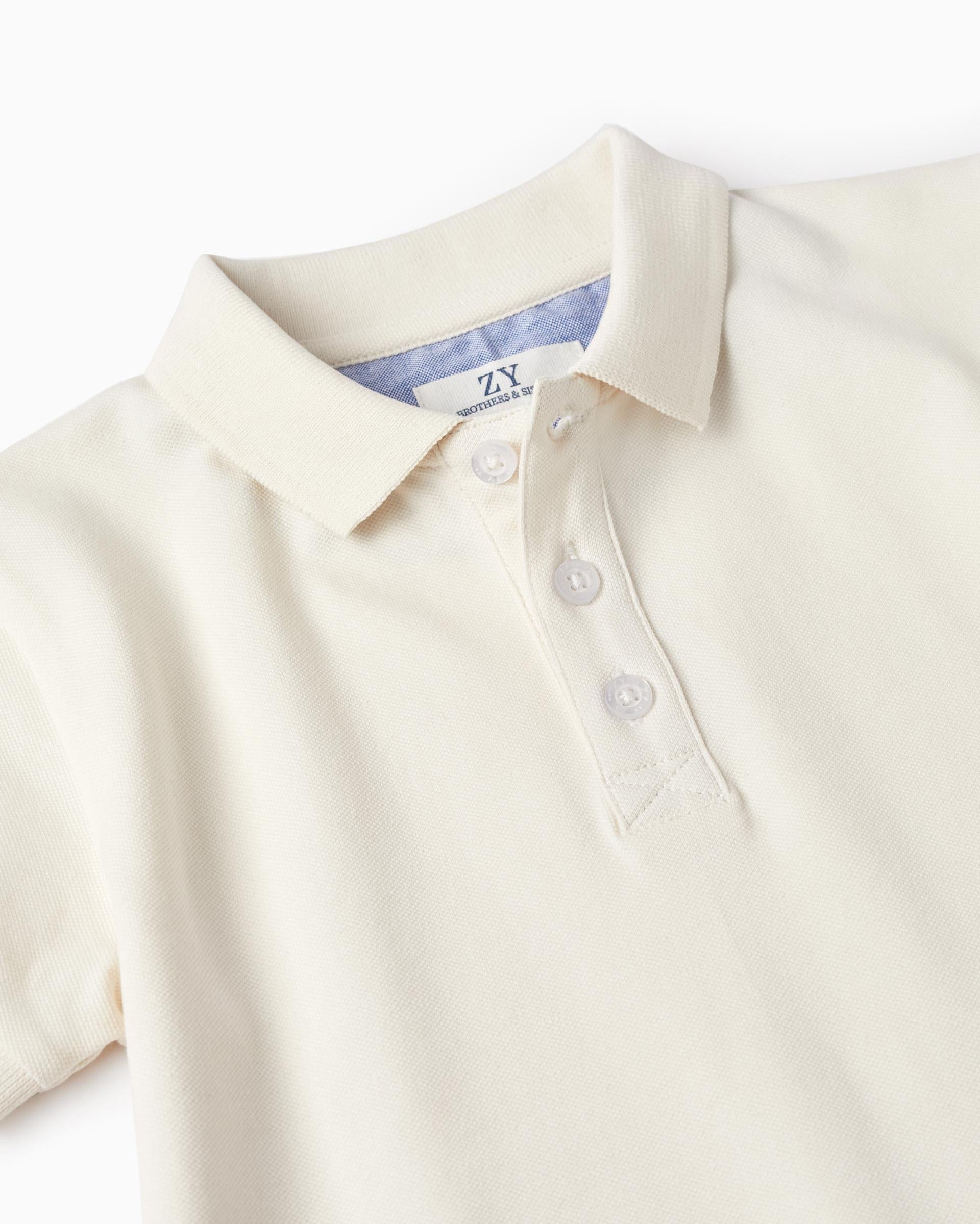 Short Sleeve Polo in Cotton PiquÃ© for Boys 'B&S', White