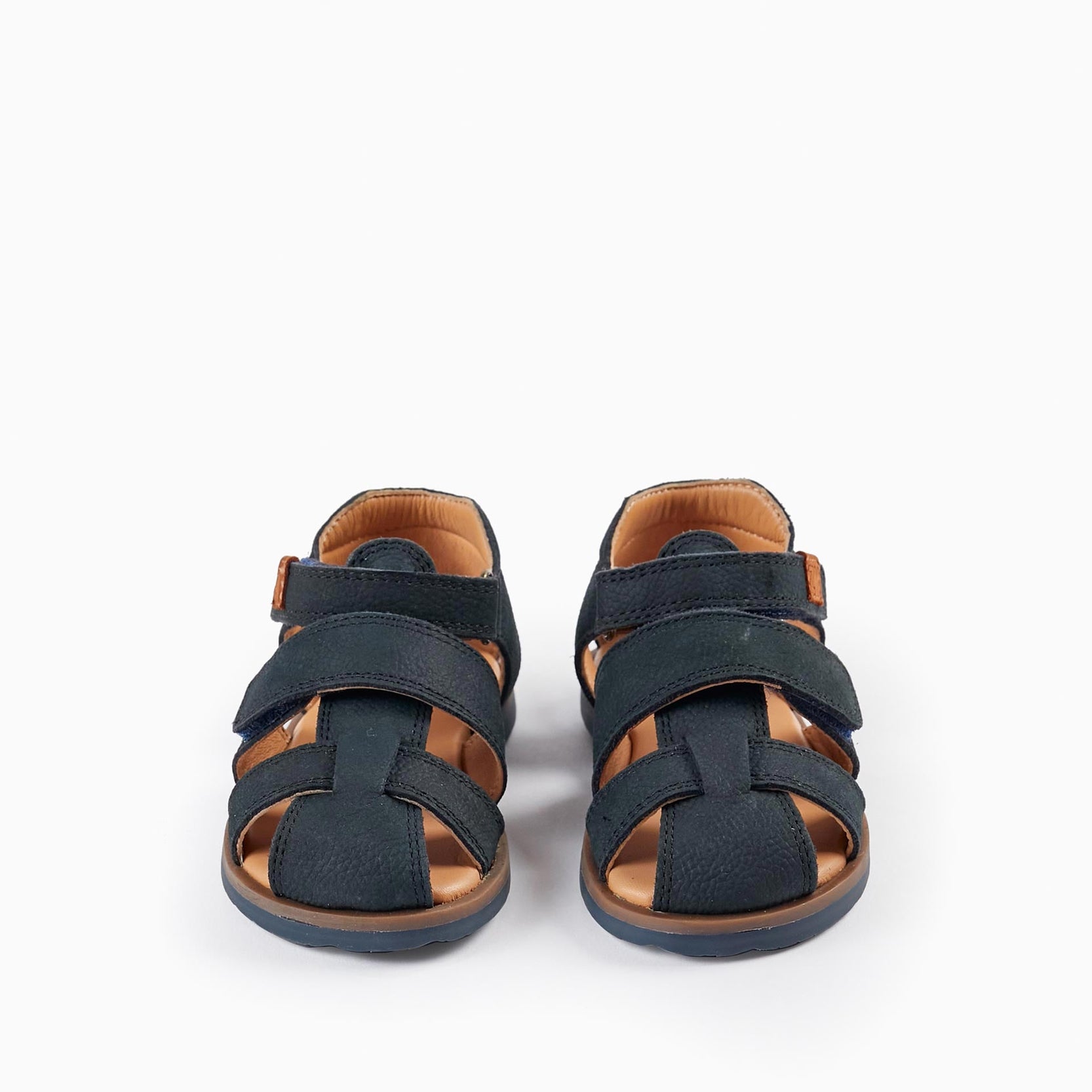 Leather Sandals with Straps for Baby Boys, Dark Blue