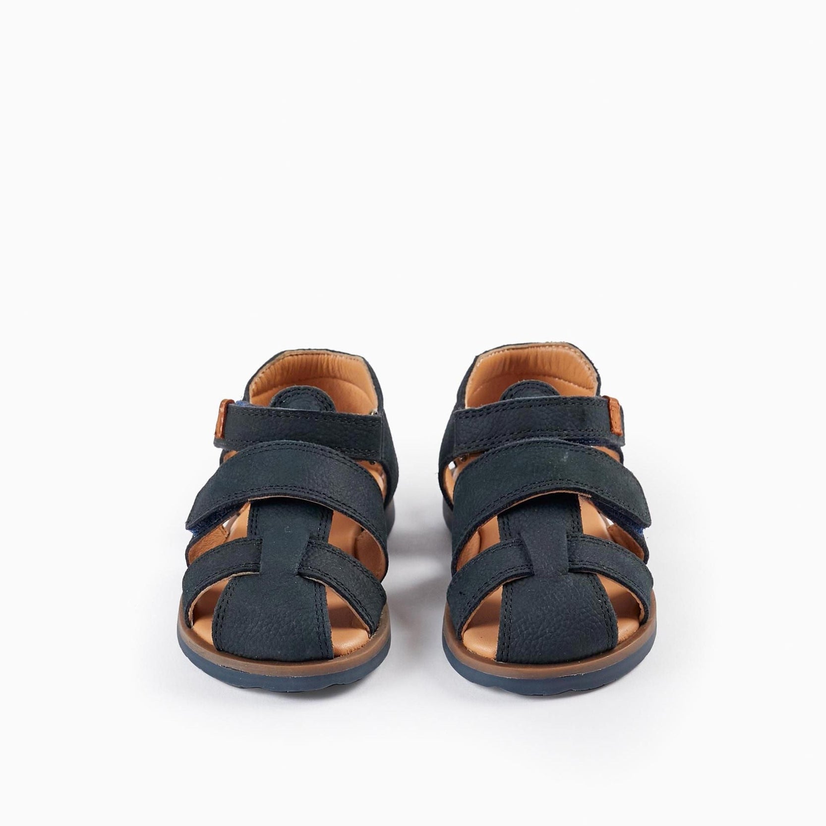 Leather Sandals with Straps for Baby Boys, Dark Blue