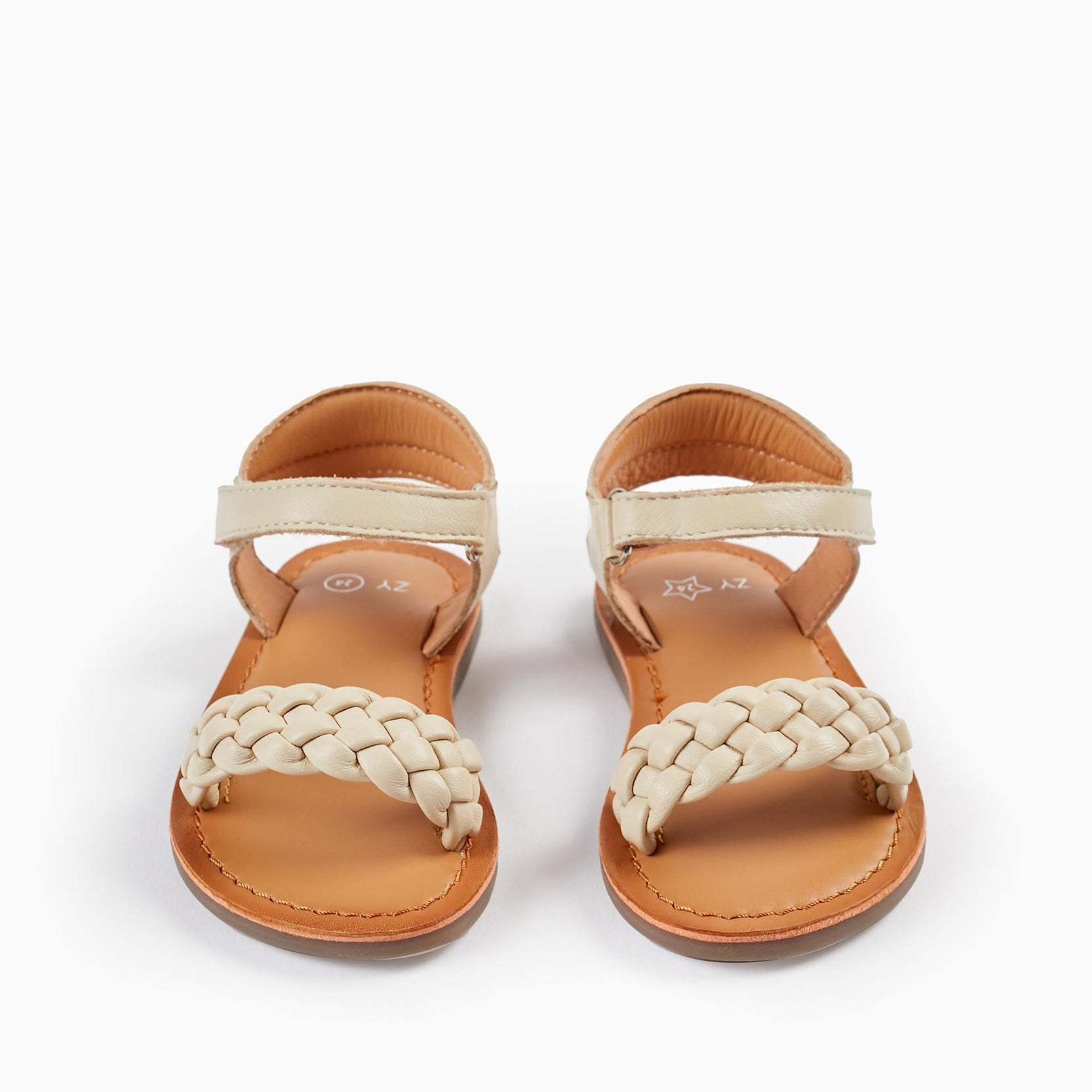 Leather Sandals for Baby Girls, Beige