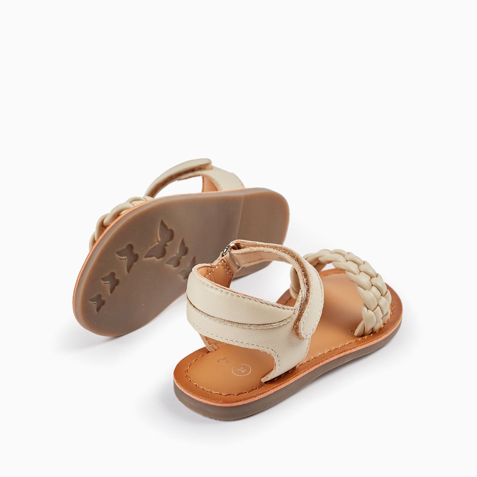 Leather Sandals for Baby Girls, Beige