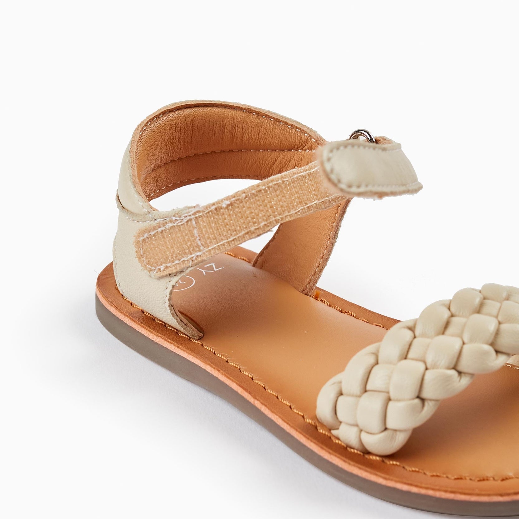 Leather Sandals for Baby Girls, Beige