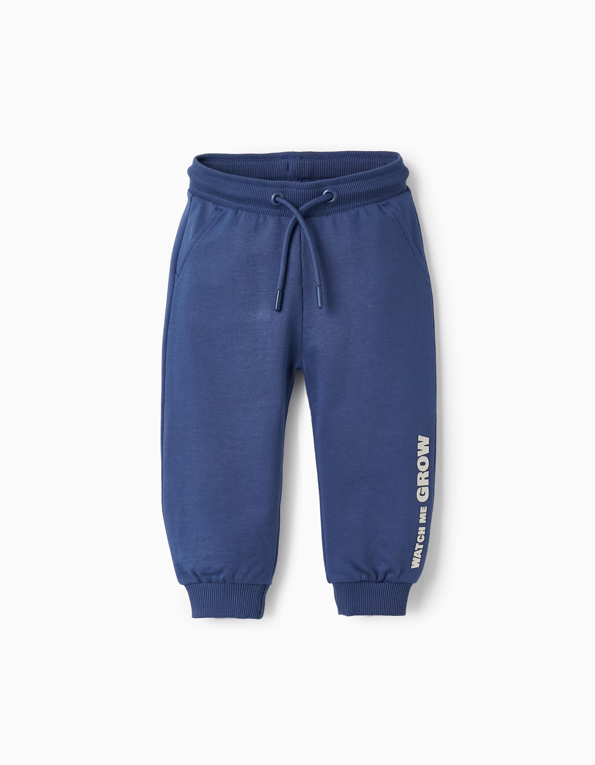 Joggers for Baby Boy 'Watch Me Grow', Dark Blue