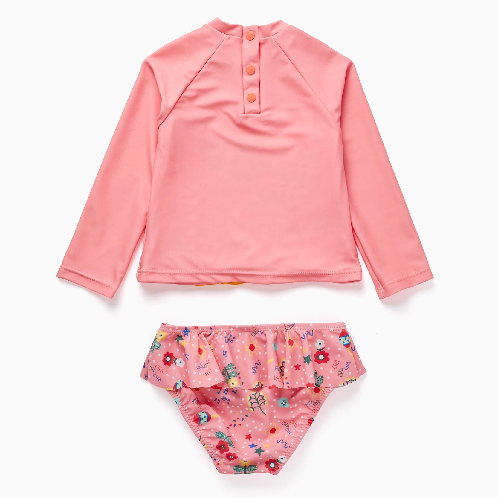 T-shirt + Bikini Bottom UPF80 for Baby Girls 'Cha Cha Cha', Pink