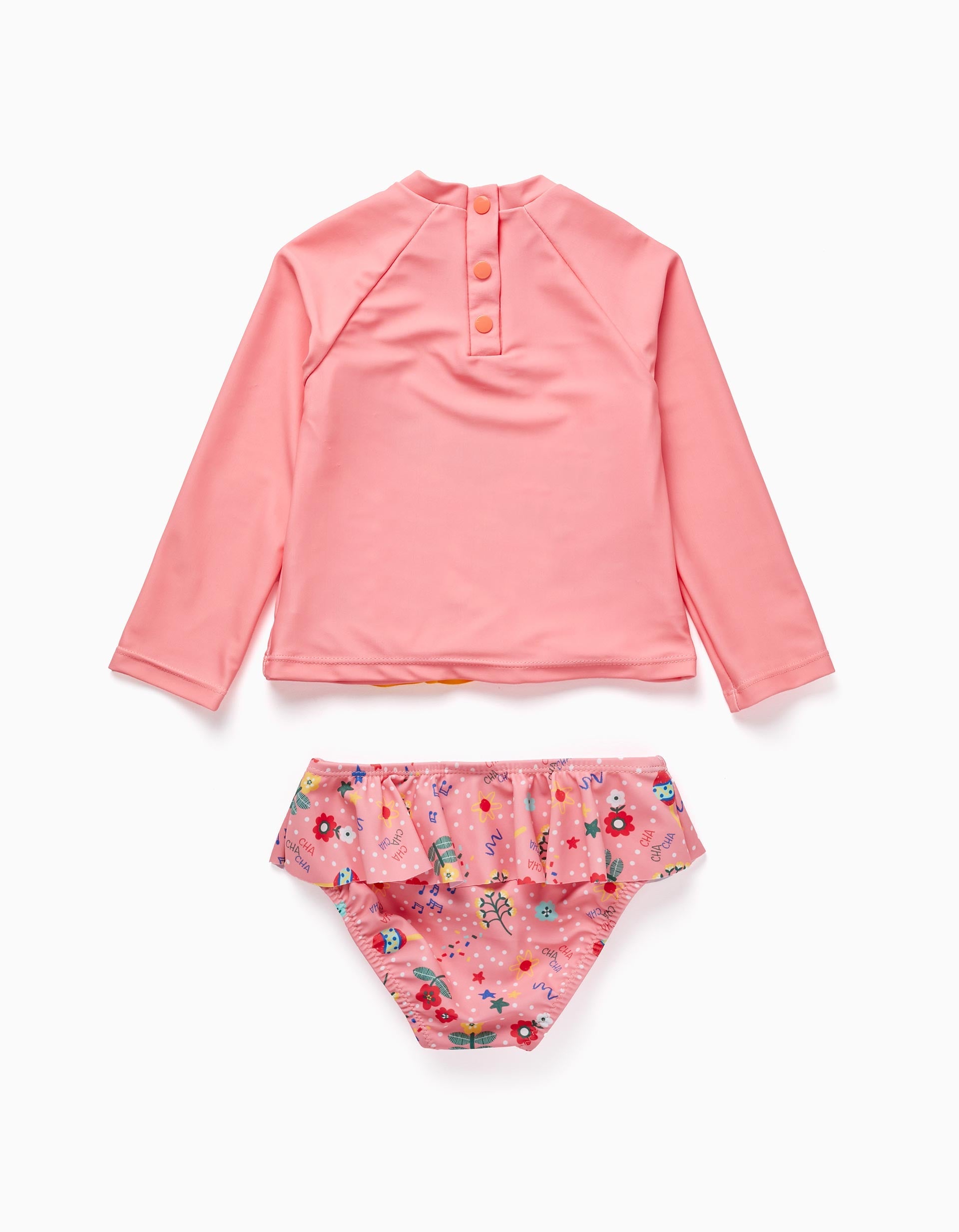 T-shirt + Bikini Bottom UPF80 for Baby Girls 'Cha Cha Cha', Pink