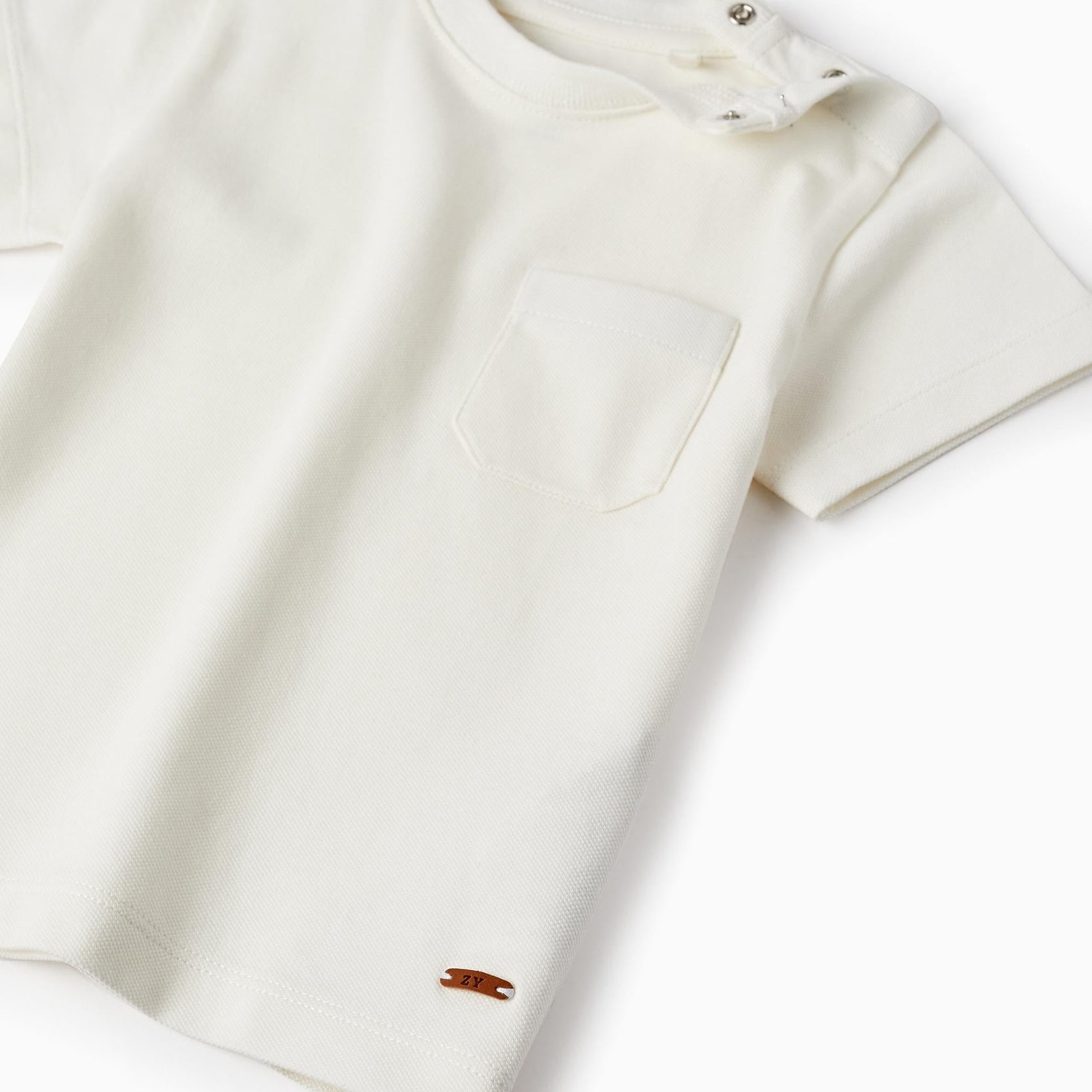 Short Sleeve T-Shirt in Piqué for Baby Boys, White