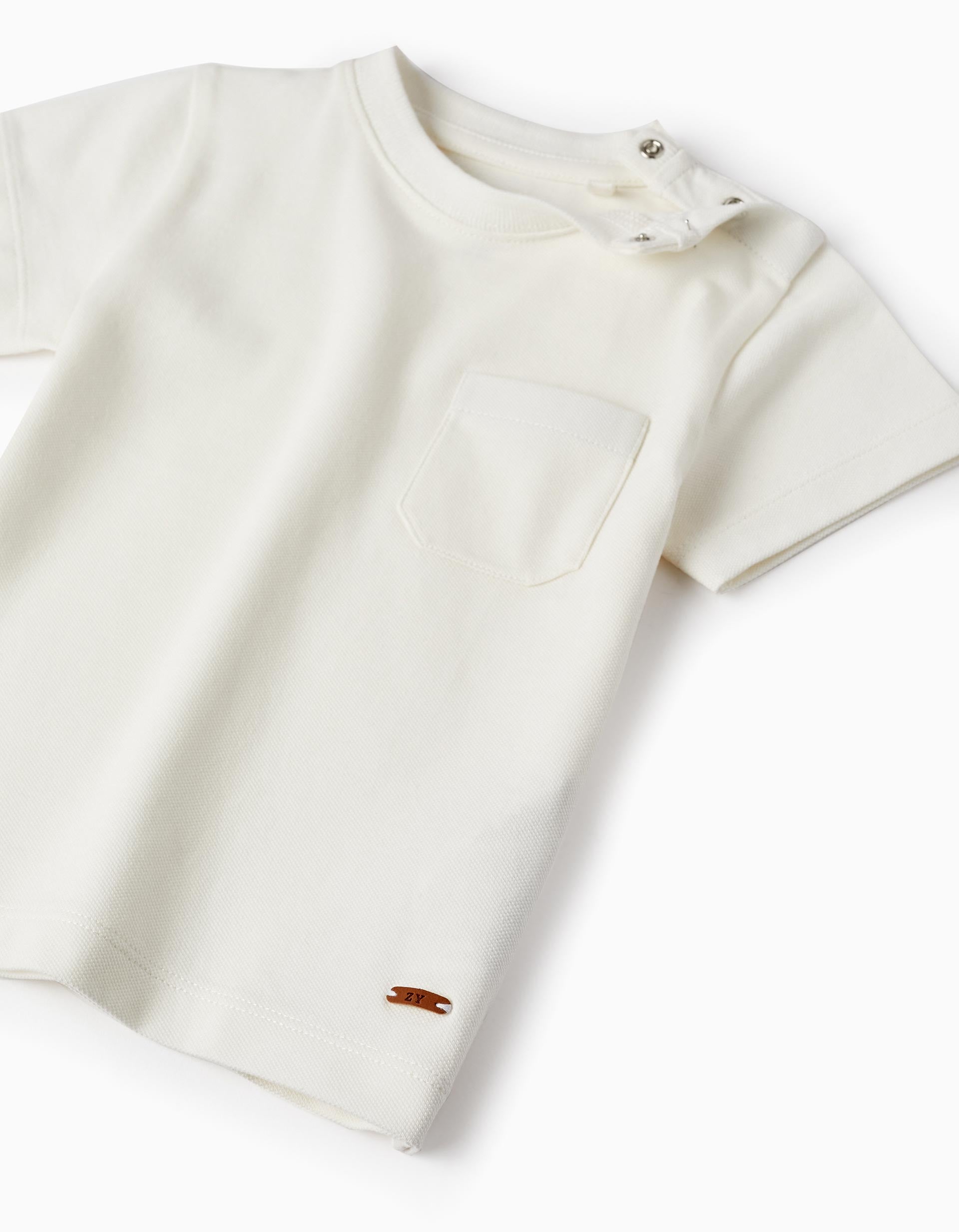 Short Sleeve T-Shirt in Piqué for Baby Boys, White