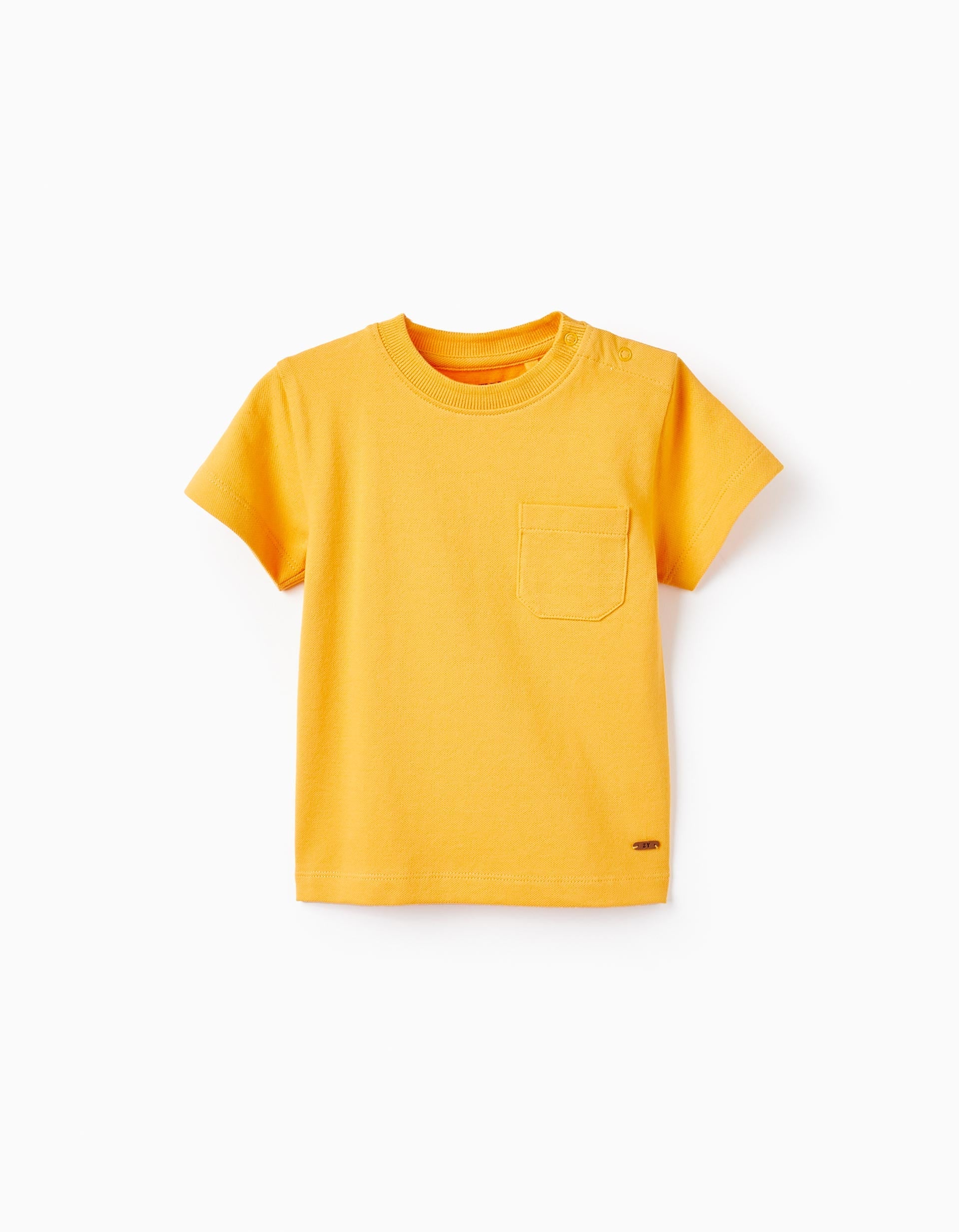 Short Sleeve Cotton Piqué T-Shirt for Baby Boys, Yellow