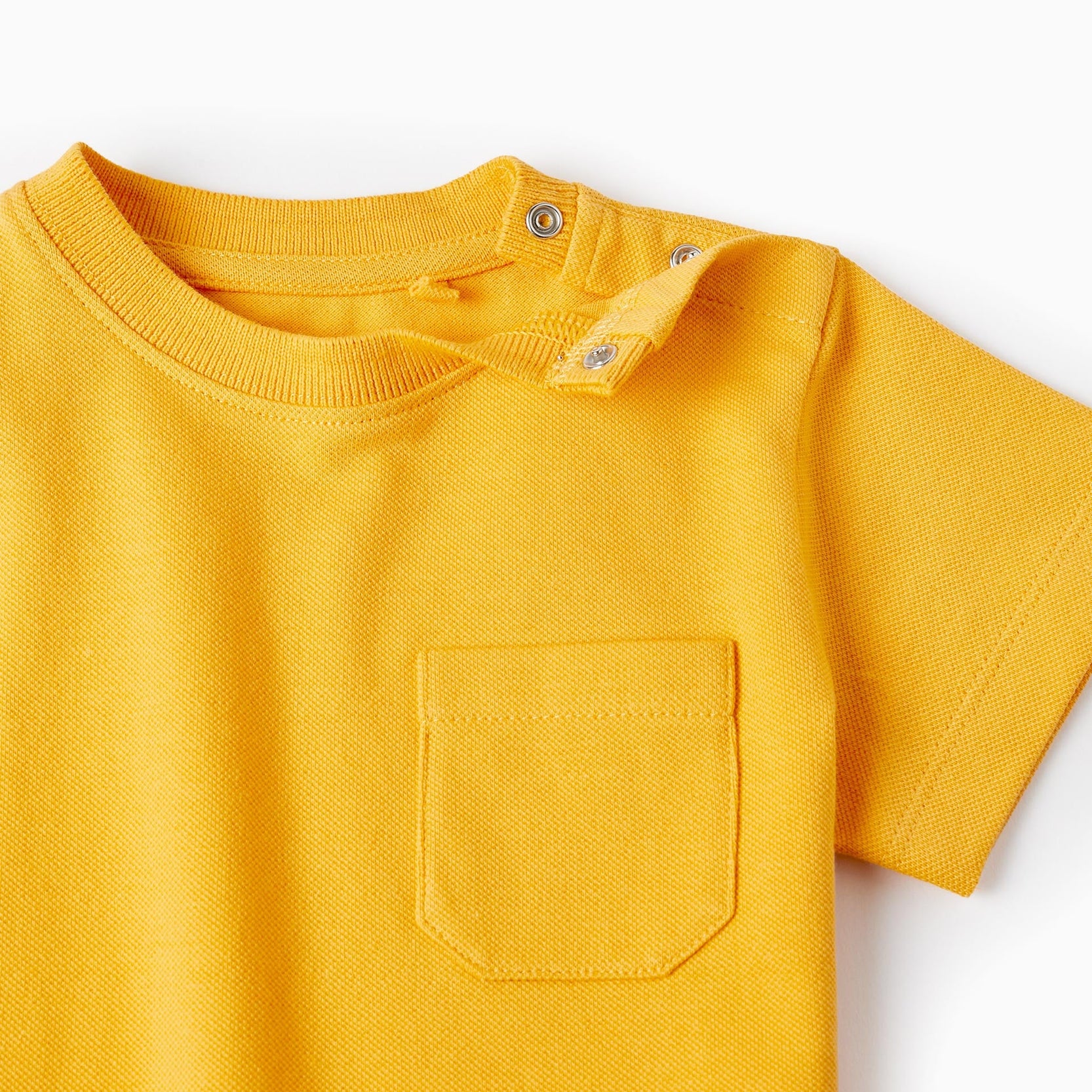 Short Sleeve Cotton Piqué T-Shirt for Baby Boys, Yellow