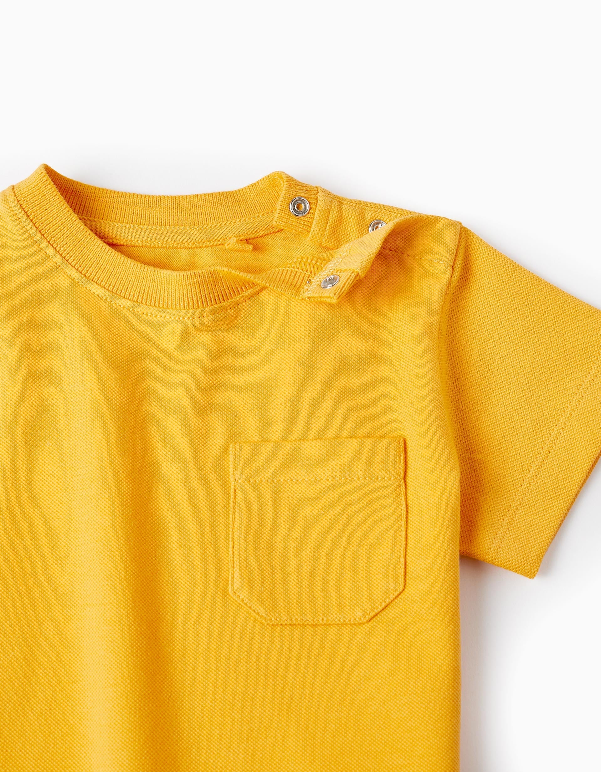 Short Sleeve Cotton Piqué T-Shirt for Baby Boys, Yellow