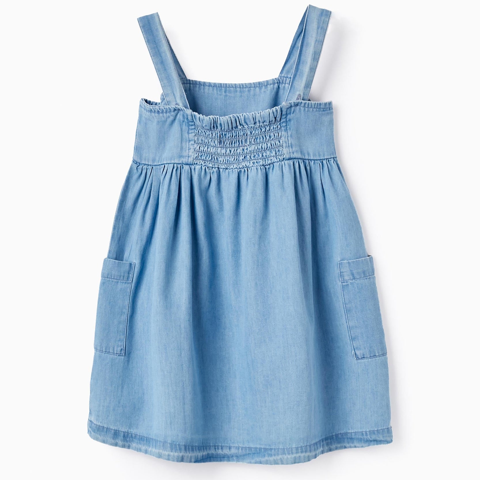 Denim Dress with Straps for Baby Girls, Blue