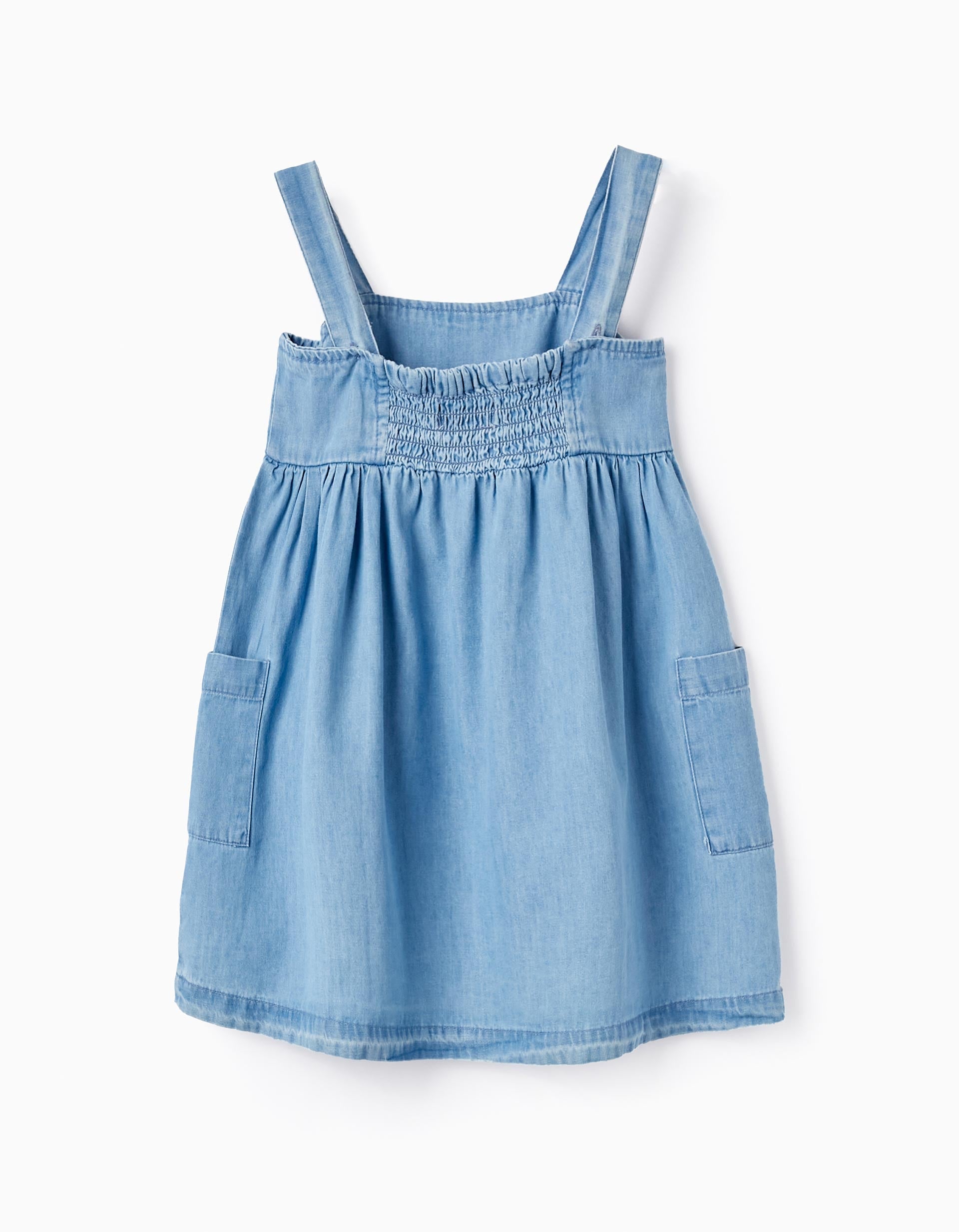 Denim Dress with Straps for Baby Girls, Blue