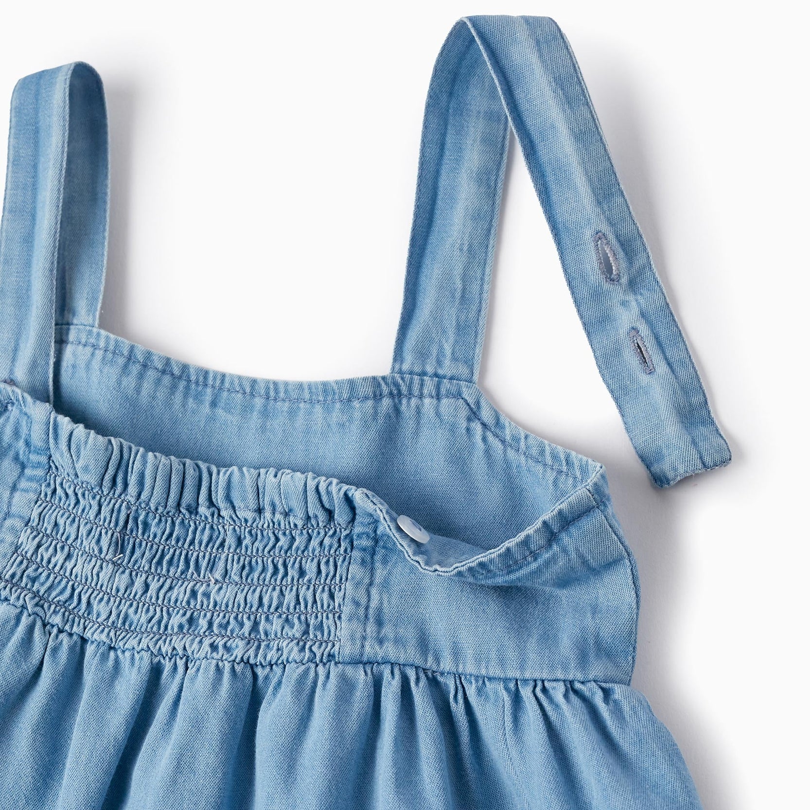 Denim Dress with Straps for Baby Girls, Blue