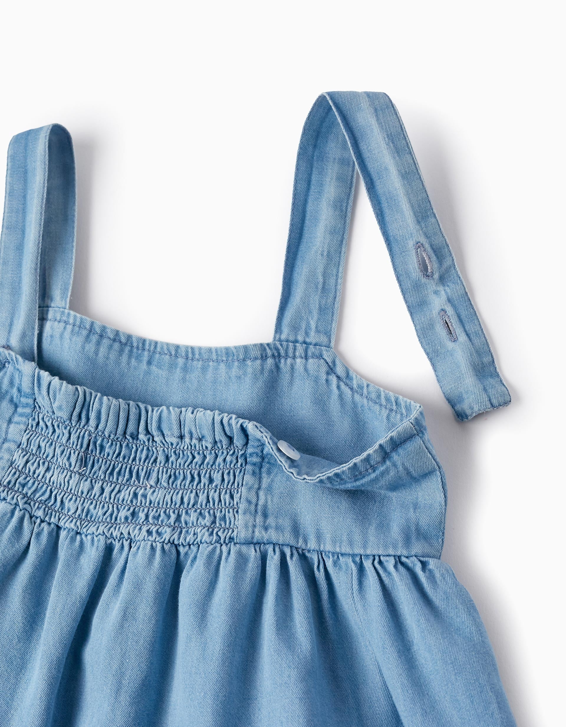 Denim Dress with Straps for Baby Girls, Blue