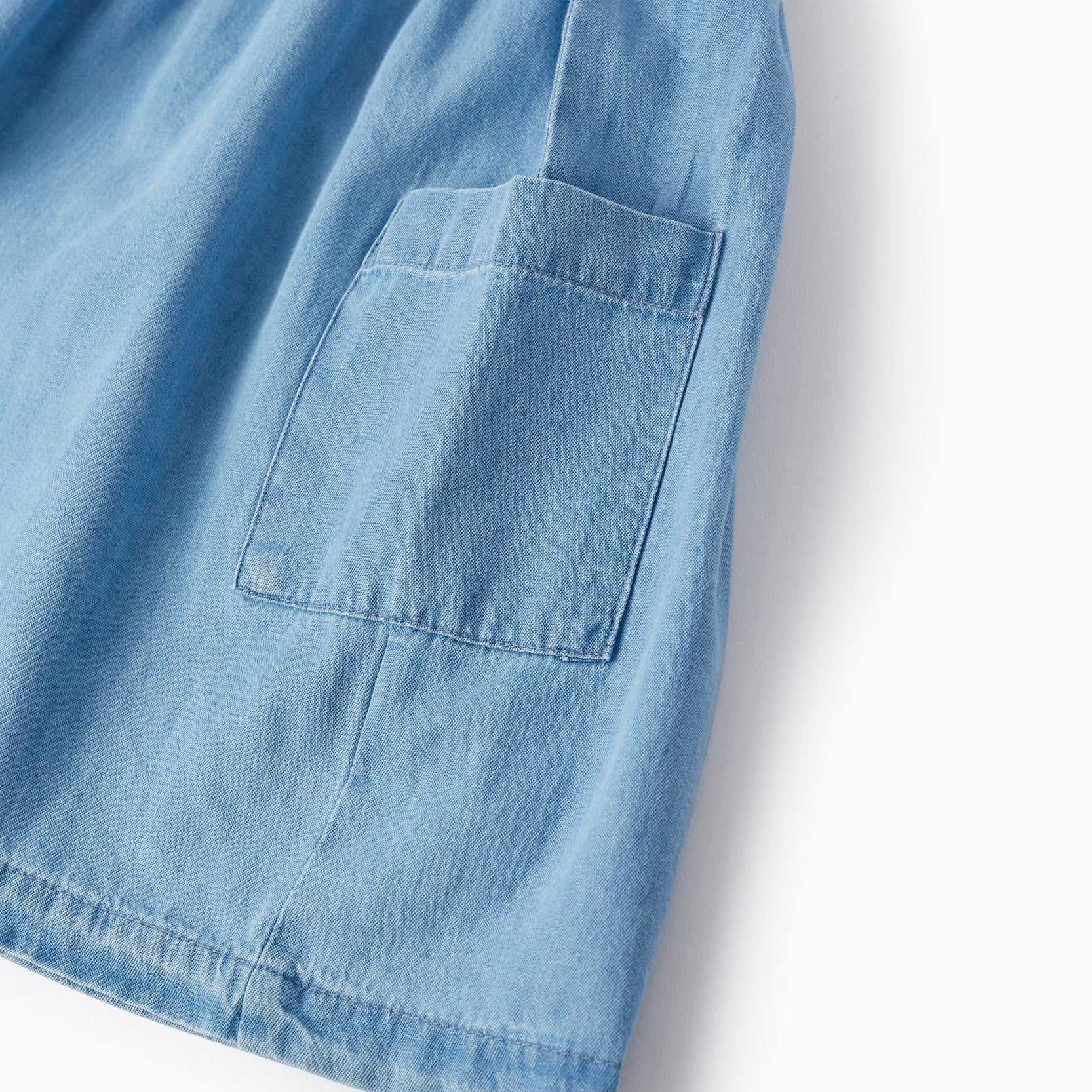 Denim Dress with Straps for Baby Girls, Blue