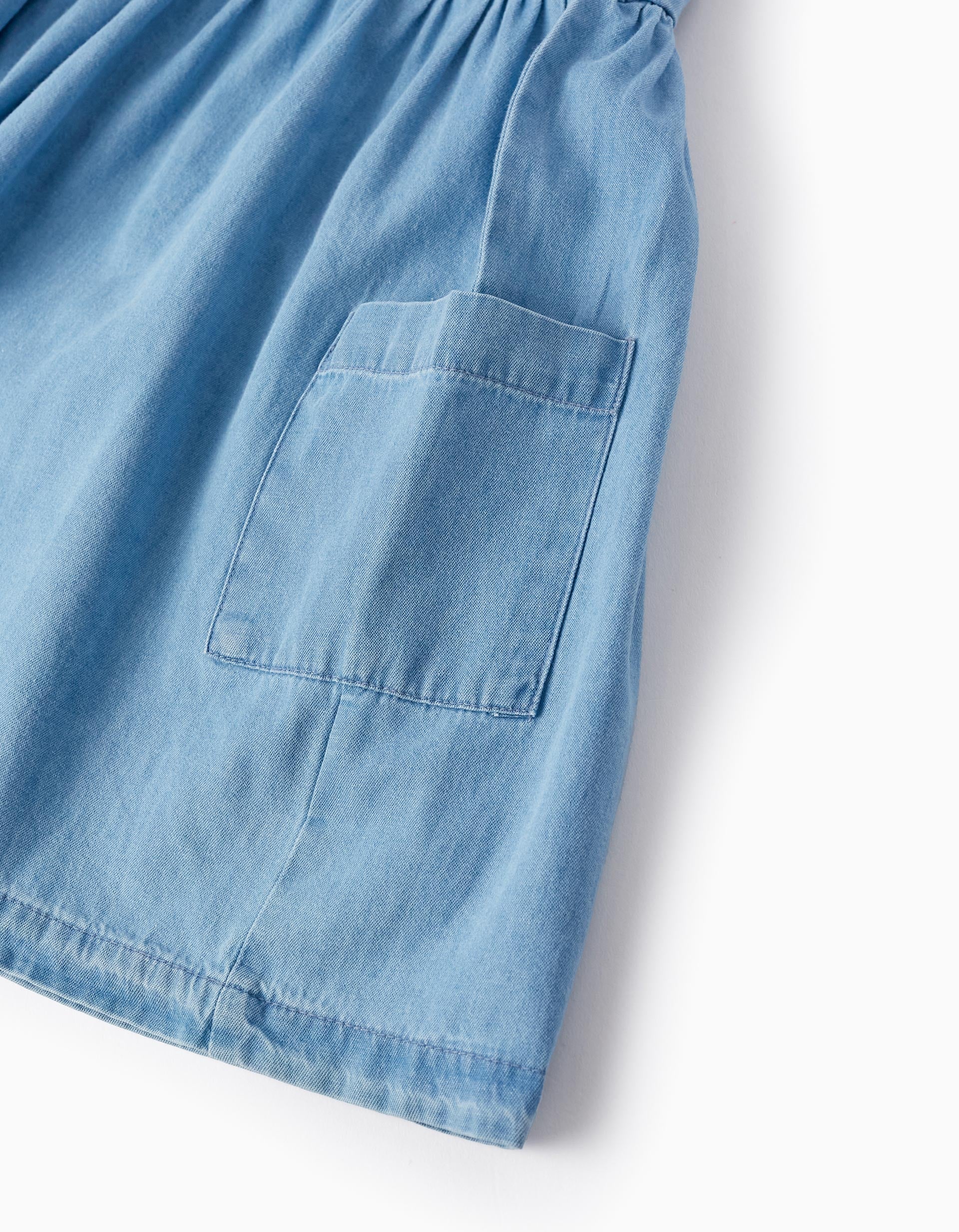 Denim Dress with Straps for Baby Girls, Blue