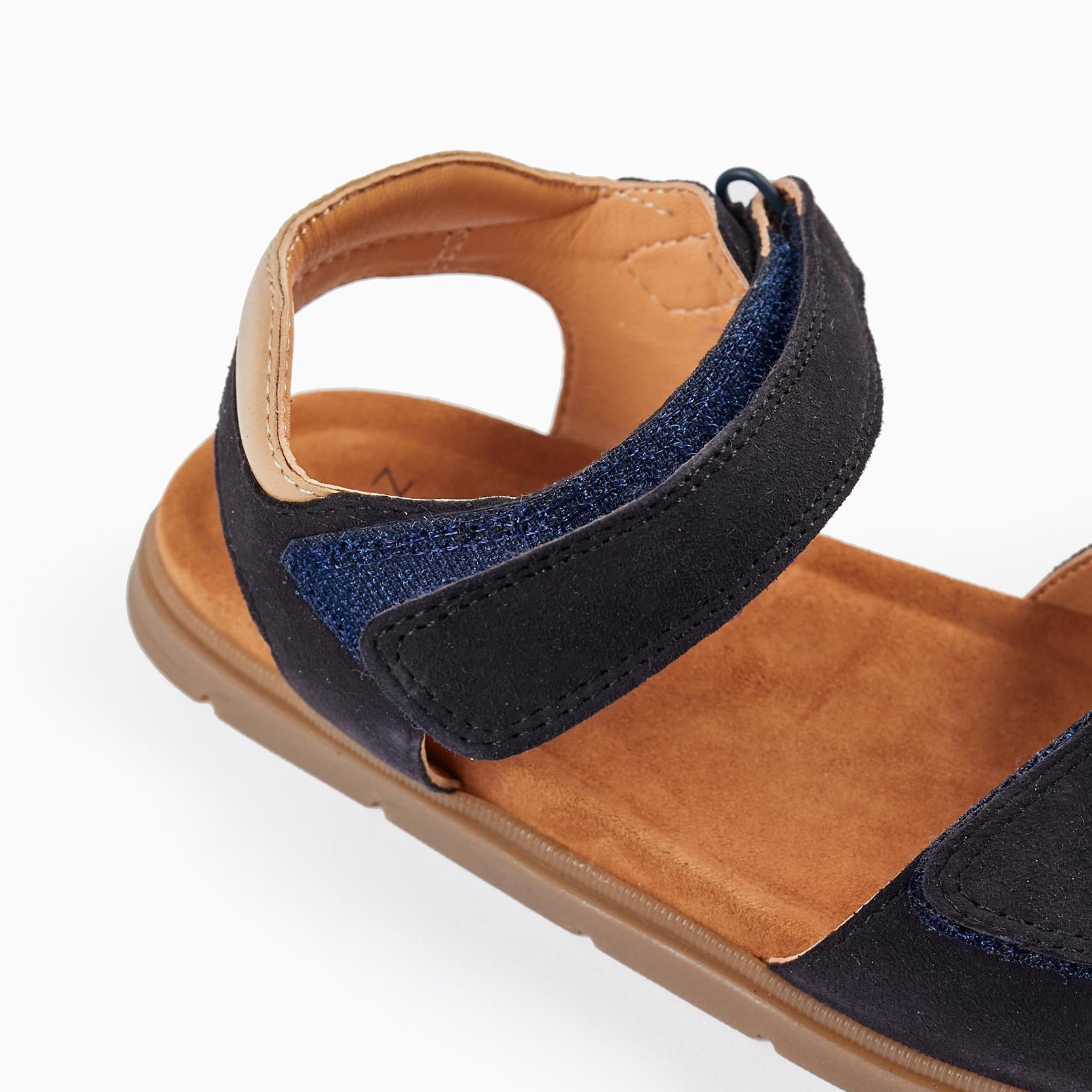 Leather Sandals for Boys, Dark Blue/Beige