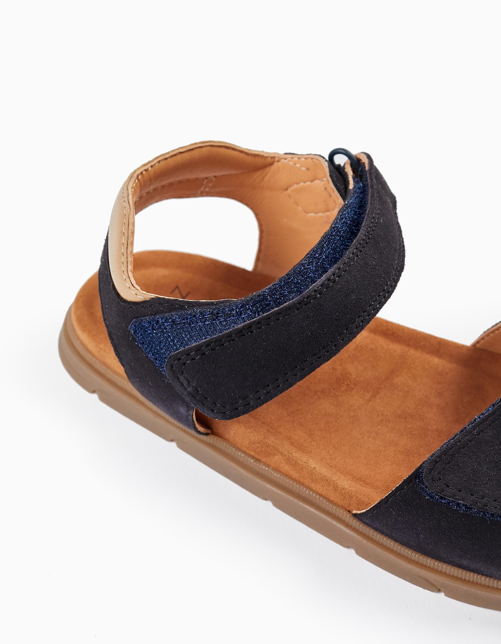Leather Sandals for Boys, Dark Blue/Beige