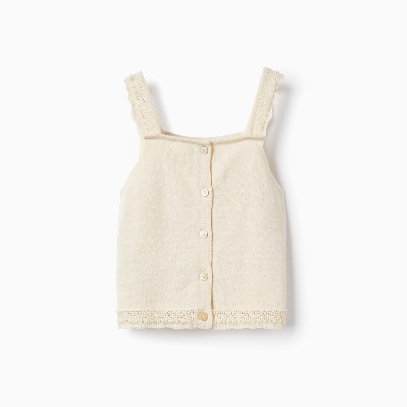 Knit Tank Top for Girls, Light Beige