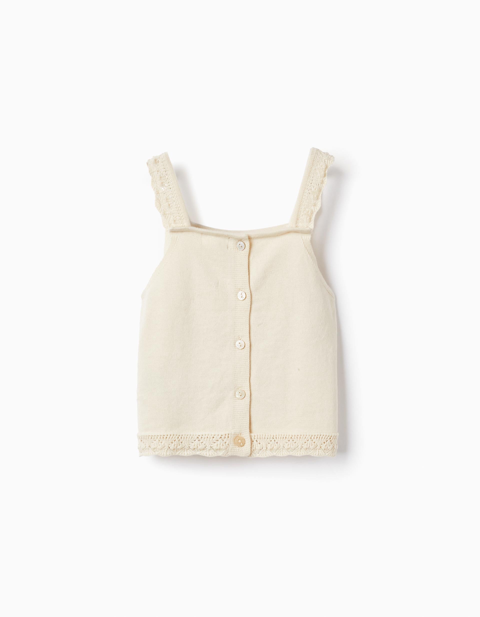 Knit Tank Top for Girls, Light Beige
