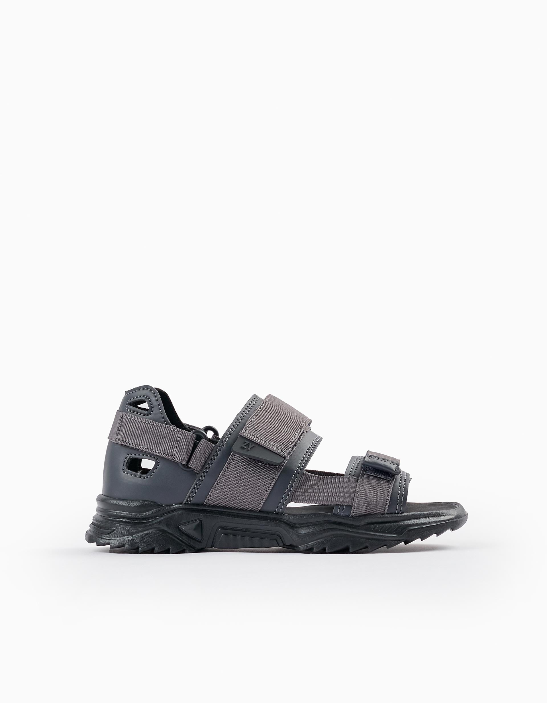 Strappy Sandals for Boys, Dark Grey