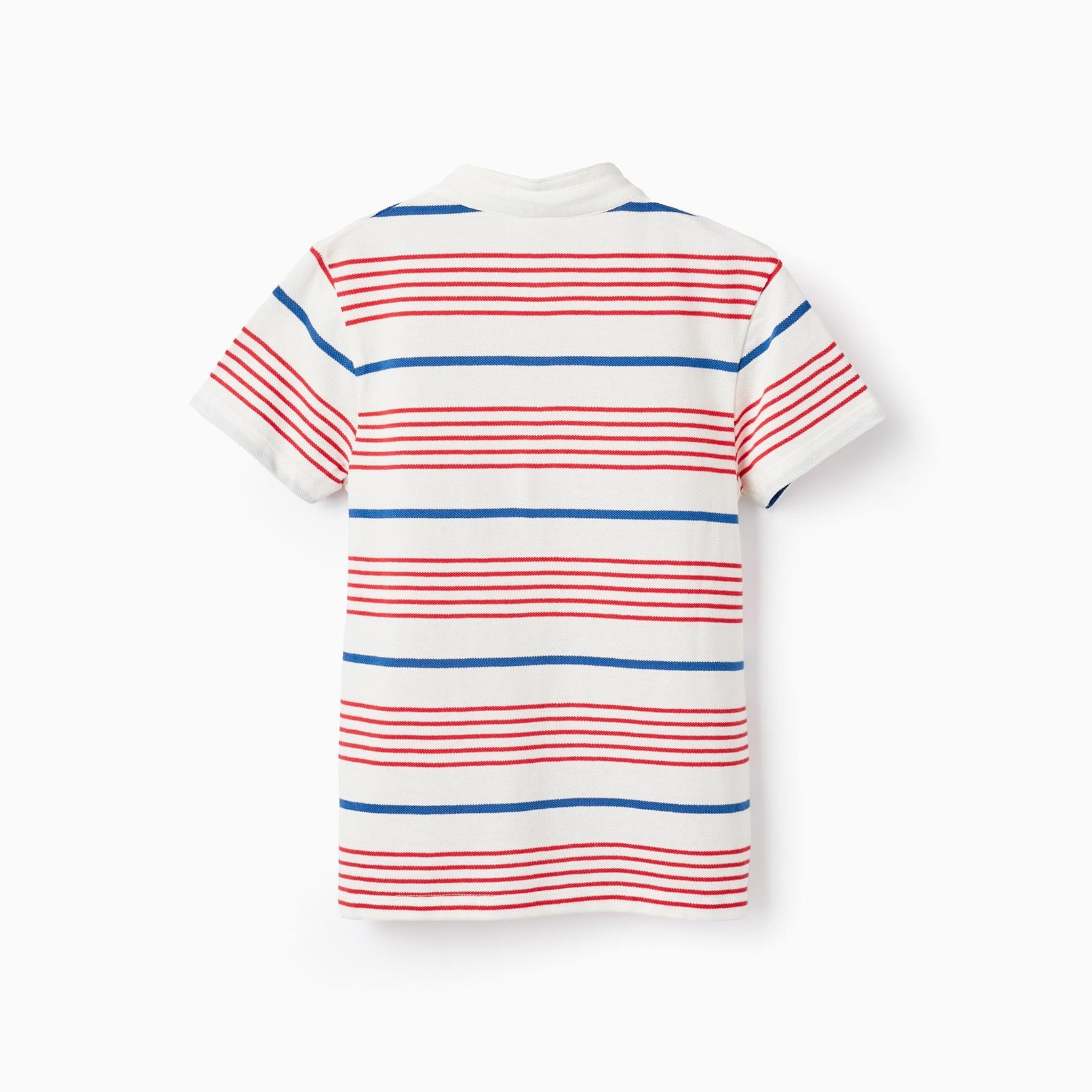 Short Sleeve Shirt for Boys, White/Red/Blue