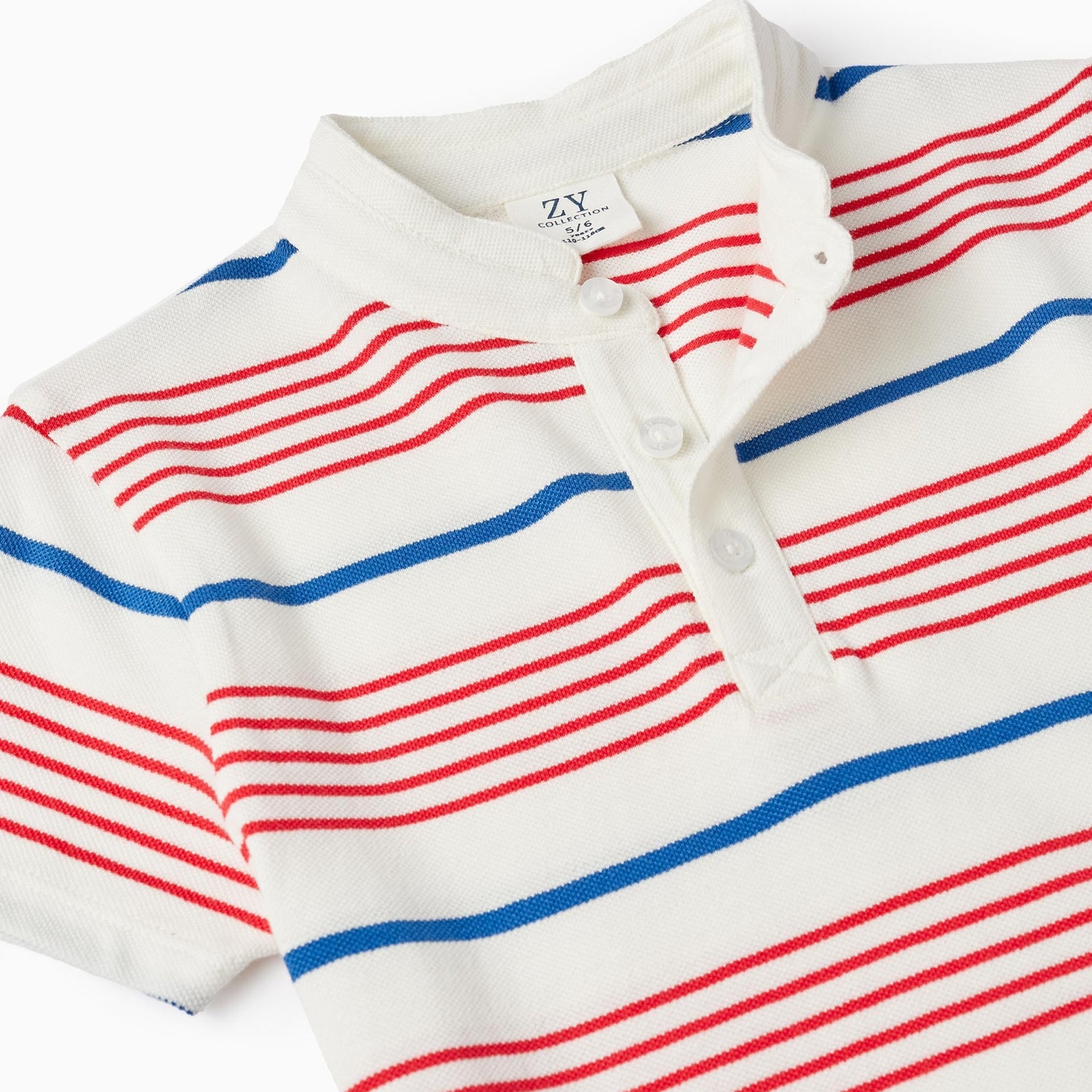 Short Sleeve Shirt for Boys, White/Red/Blue