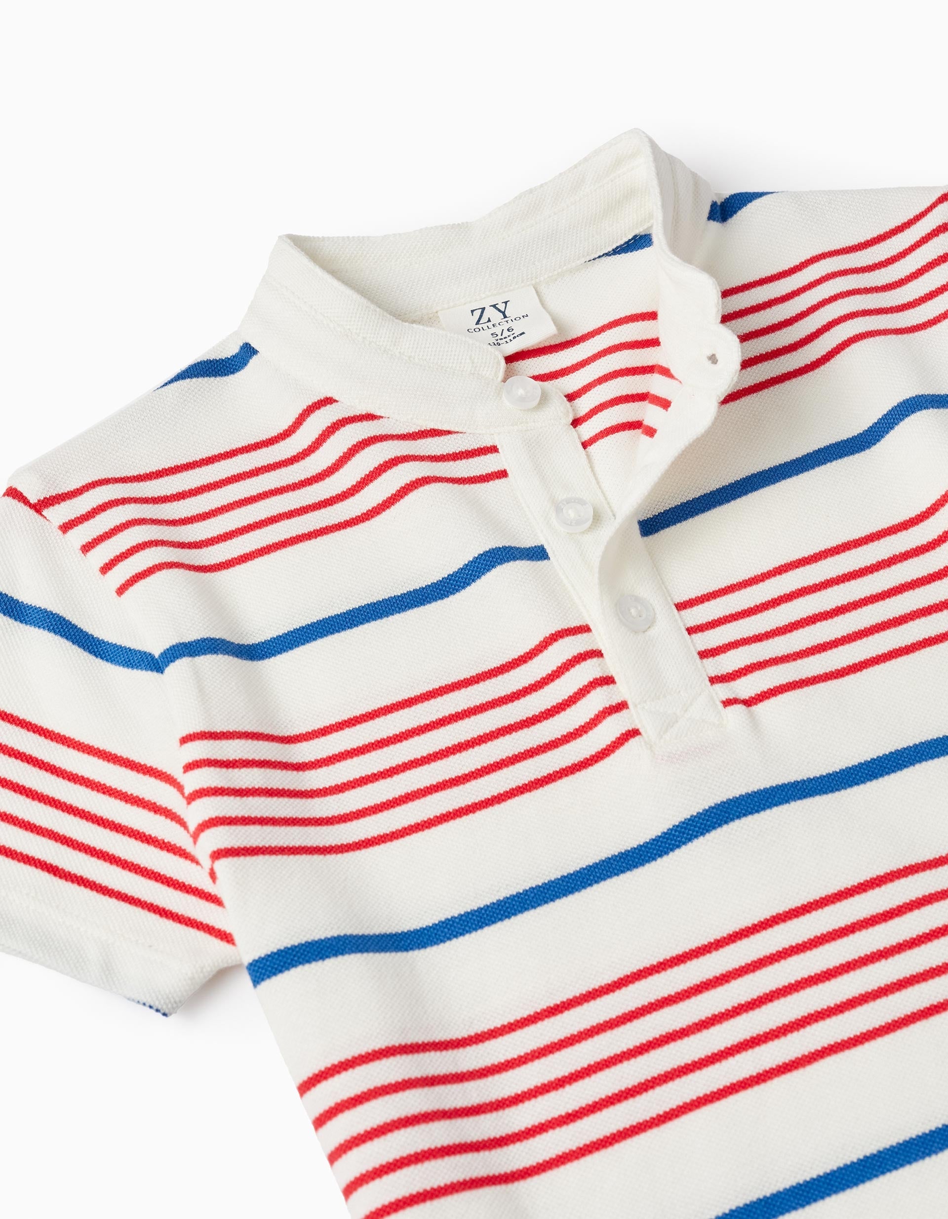 Short Sleeve Shirt for Boys, White/Red/Blue