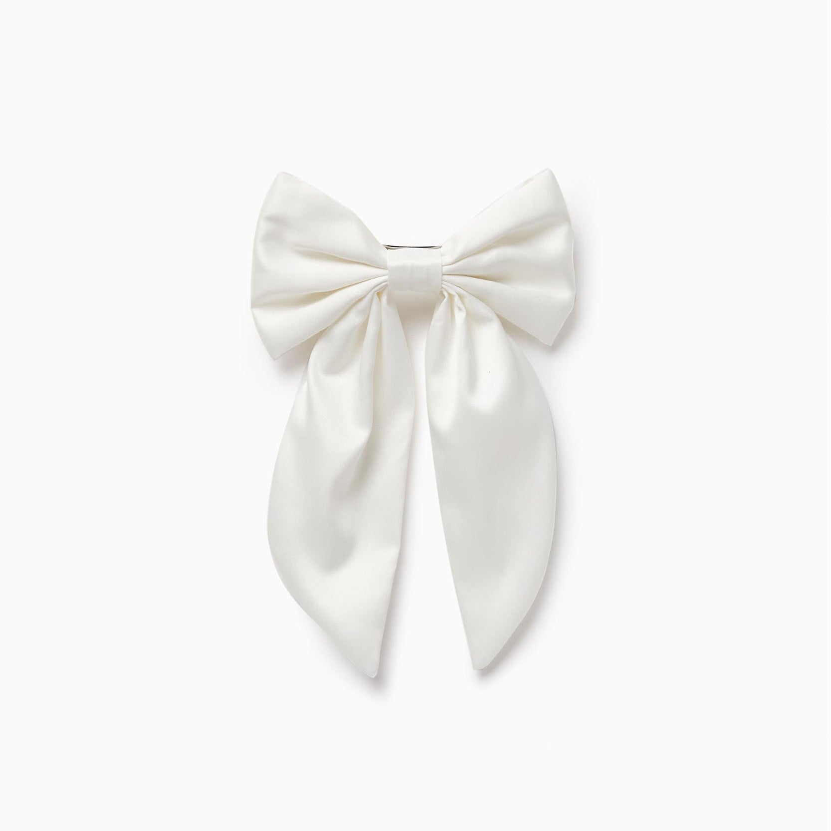 Satin Bow Hair Clip for Baby and Girl, White