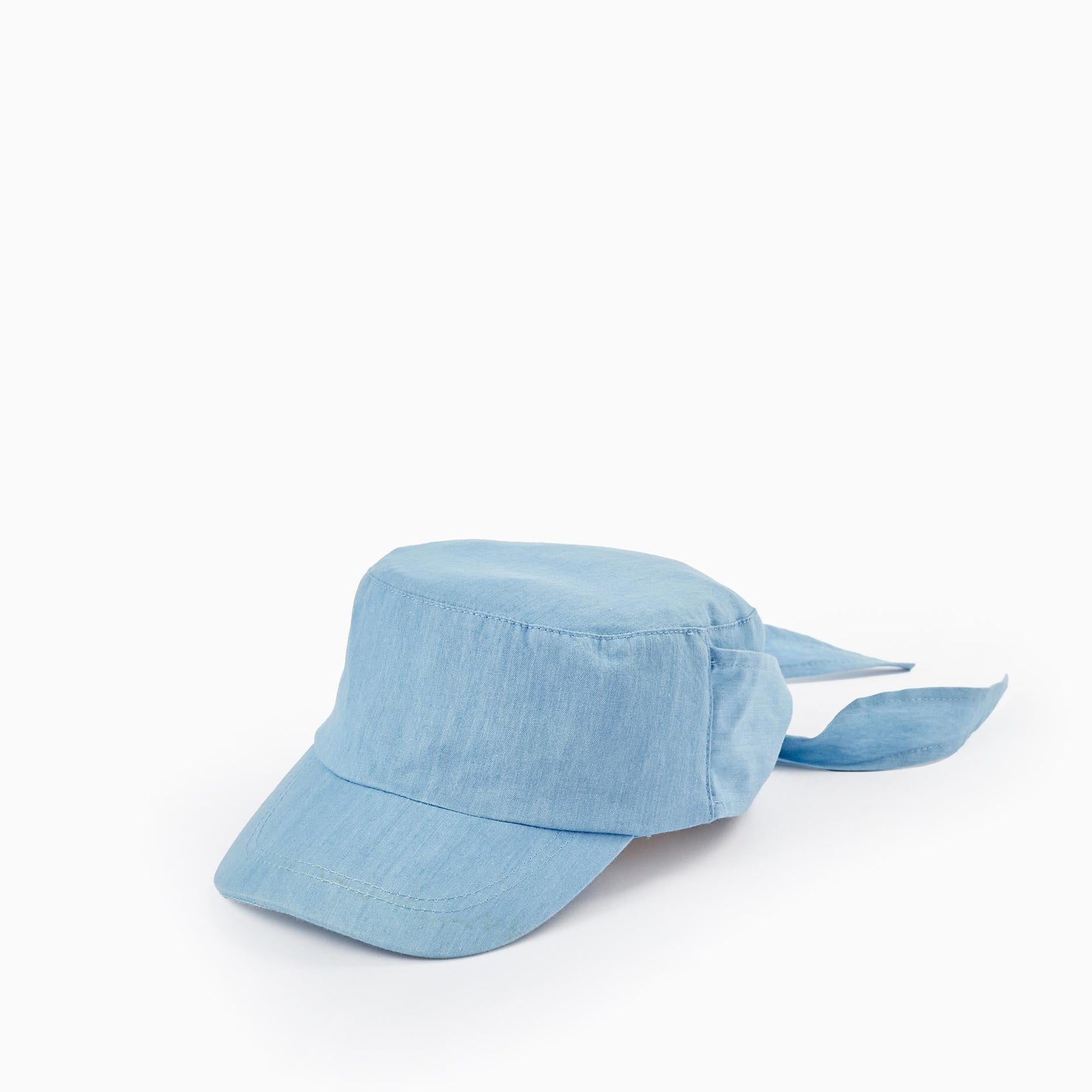 Cotton Cap with Ribbon for Girls, Blue