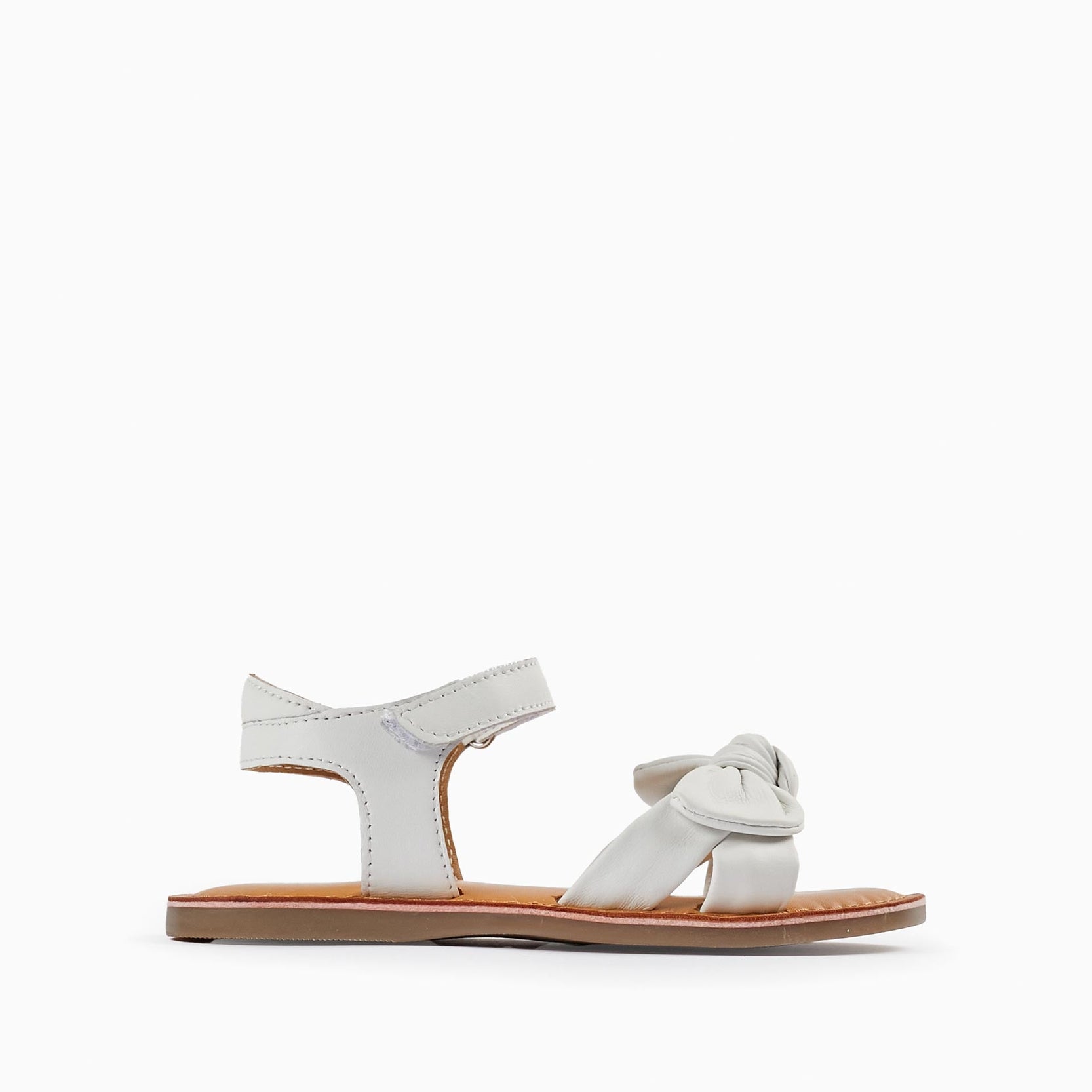 Leather Sandals with Bow for Girls, White