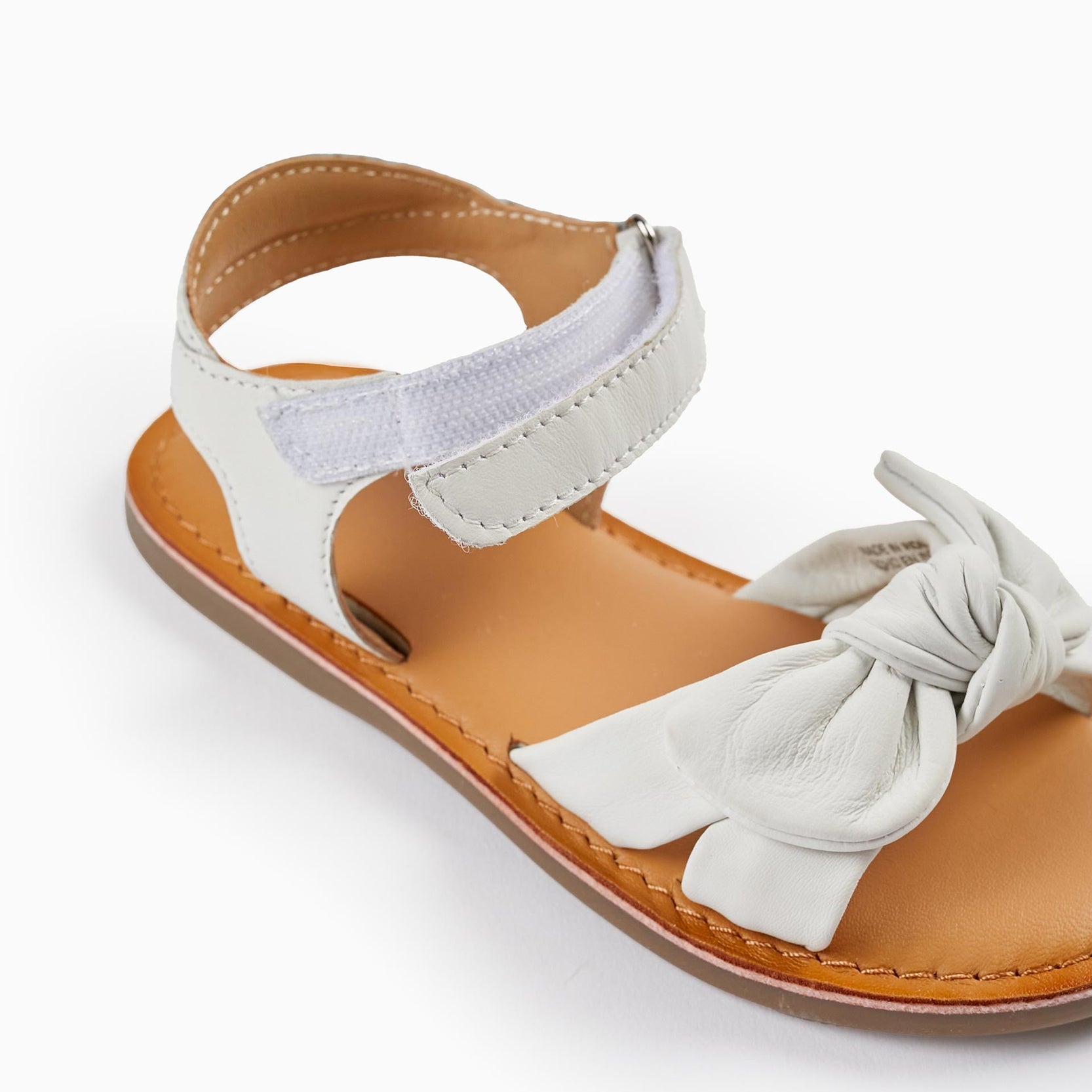 Leather Sandals with Bow for Girls, White