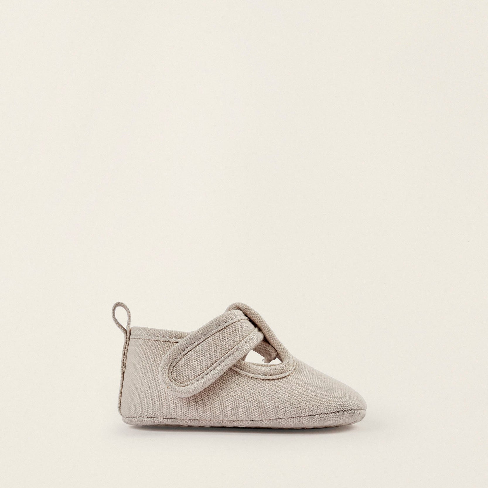 Twill Shoes for Newborn Boys, Light Grey