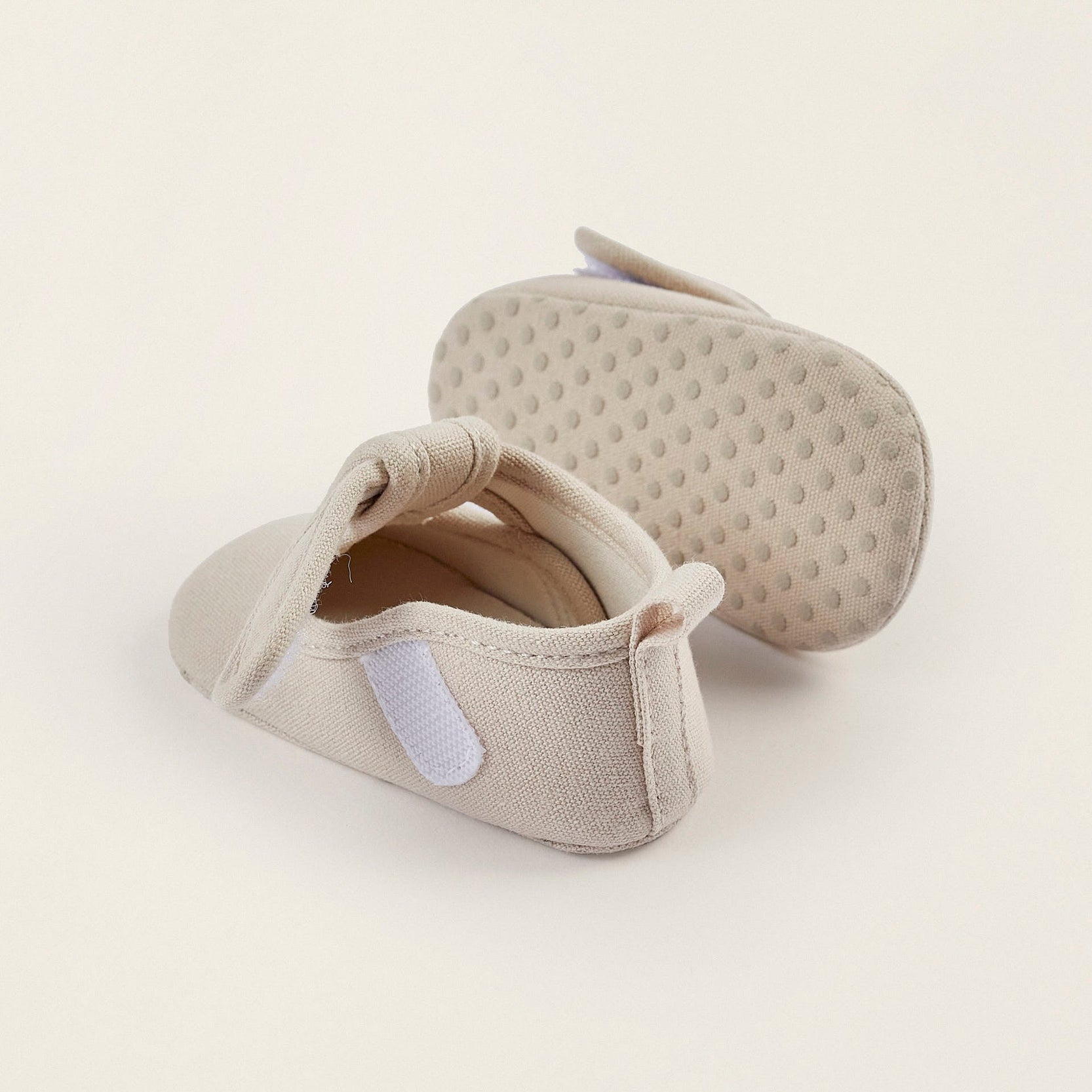 Twill Shoes for Newborn Boys, Light Grey