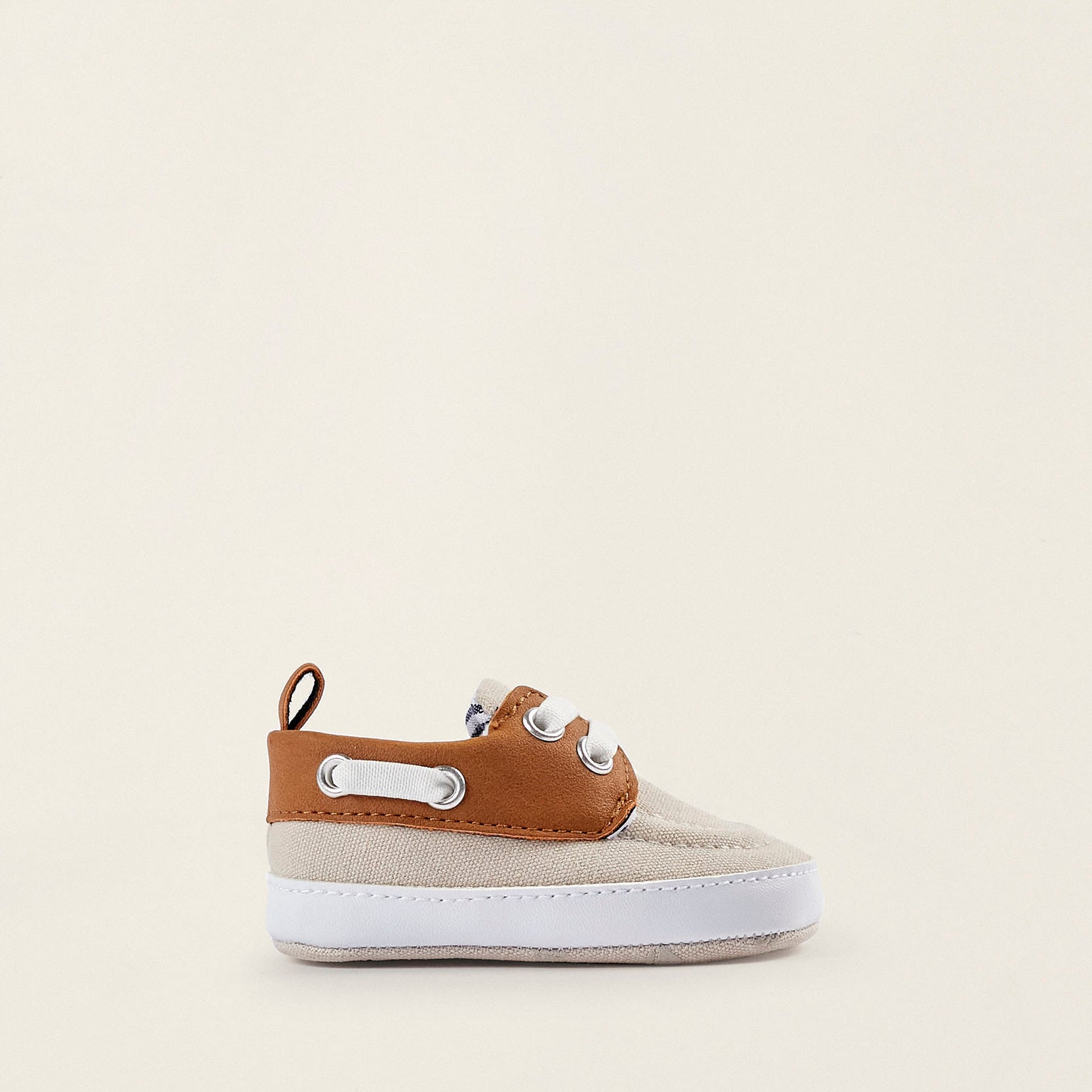 Deck Shoes for Newborn Boys, Brown/Light Grey