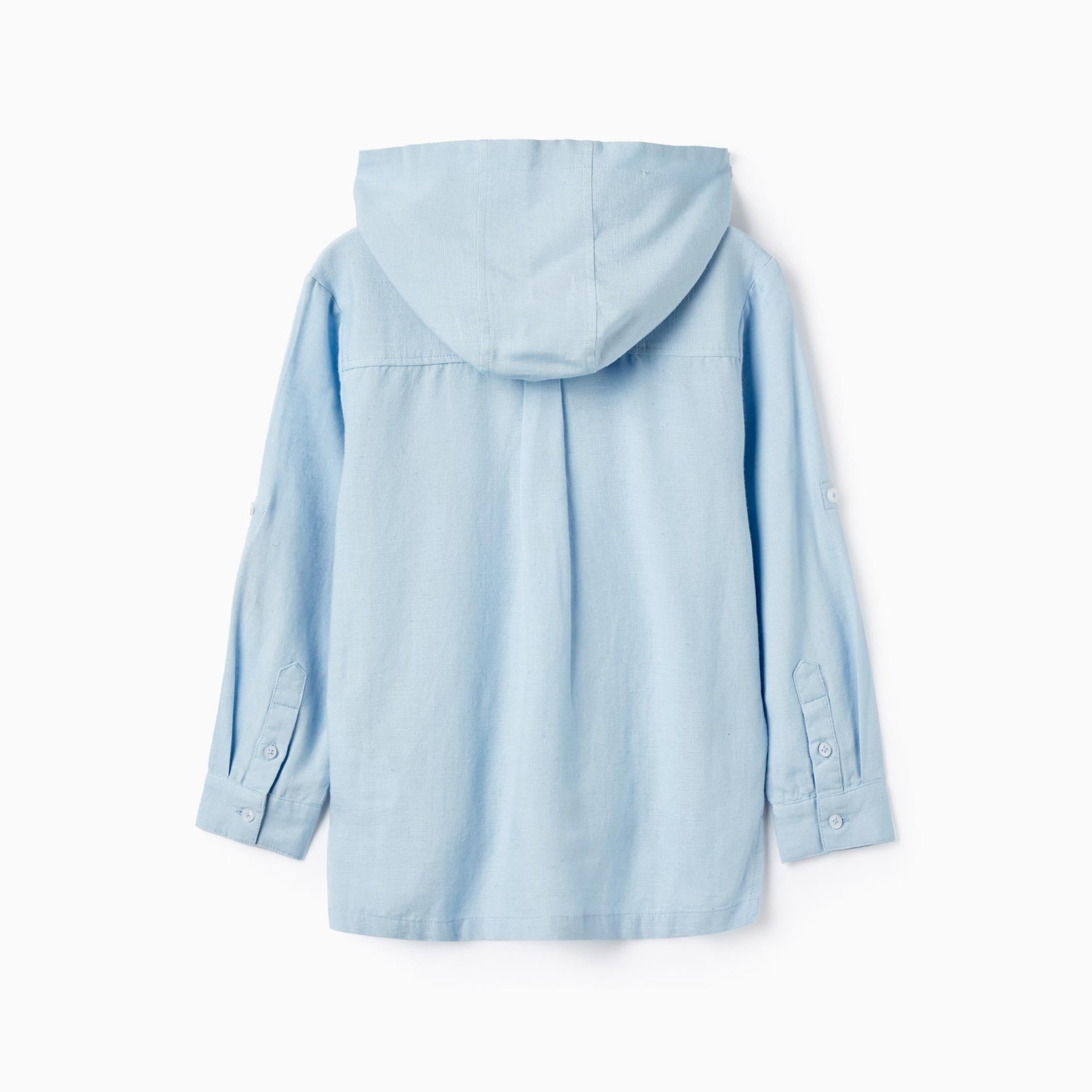 Shirt in Linen Blend with Hood for Boys, Blue