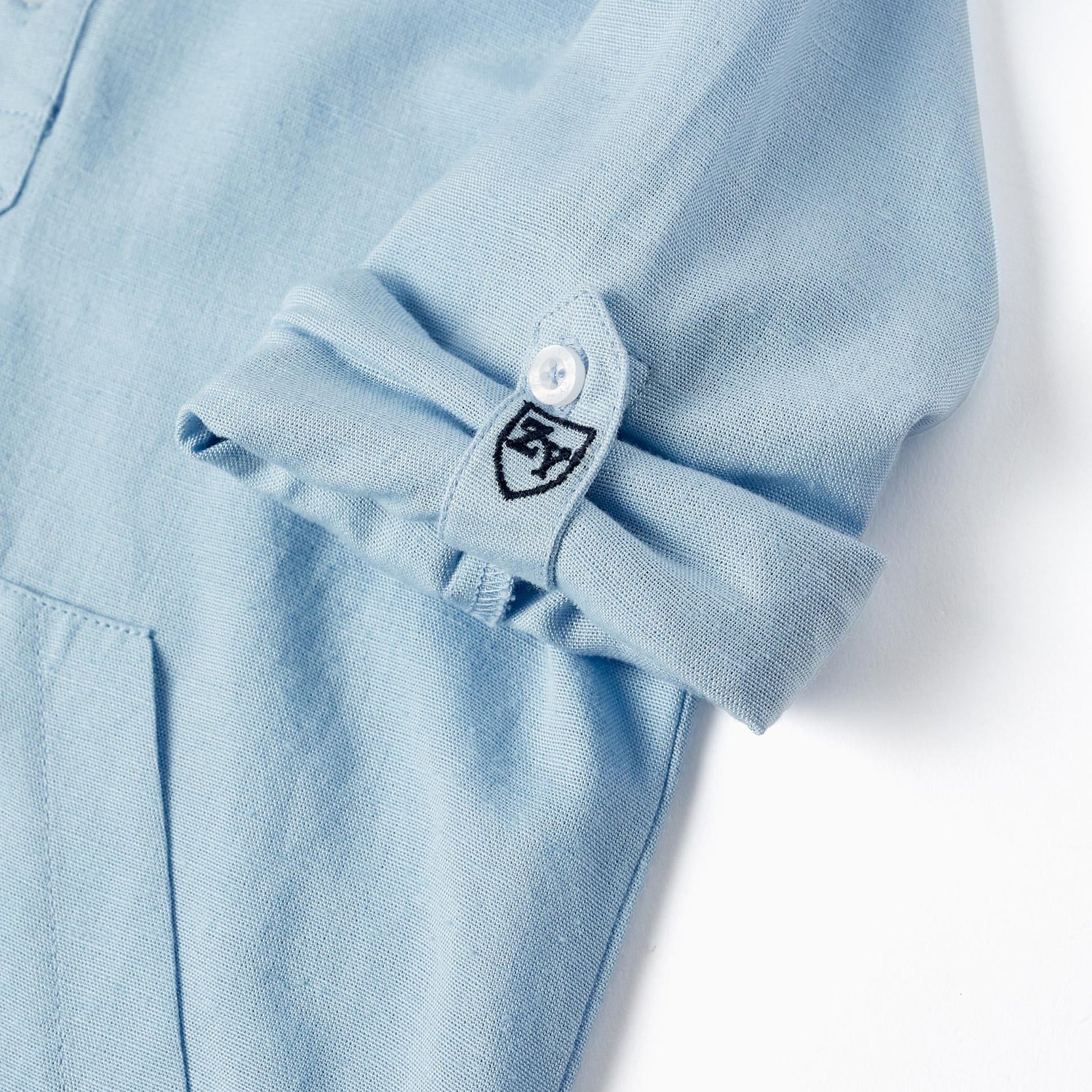 Shirt in Linen Blend with Hood for Boys, Blue