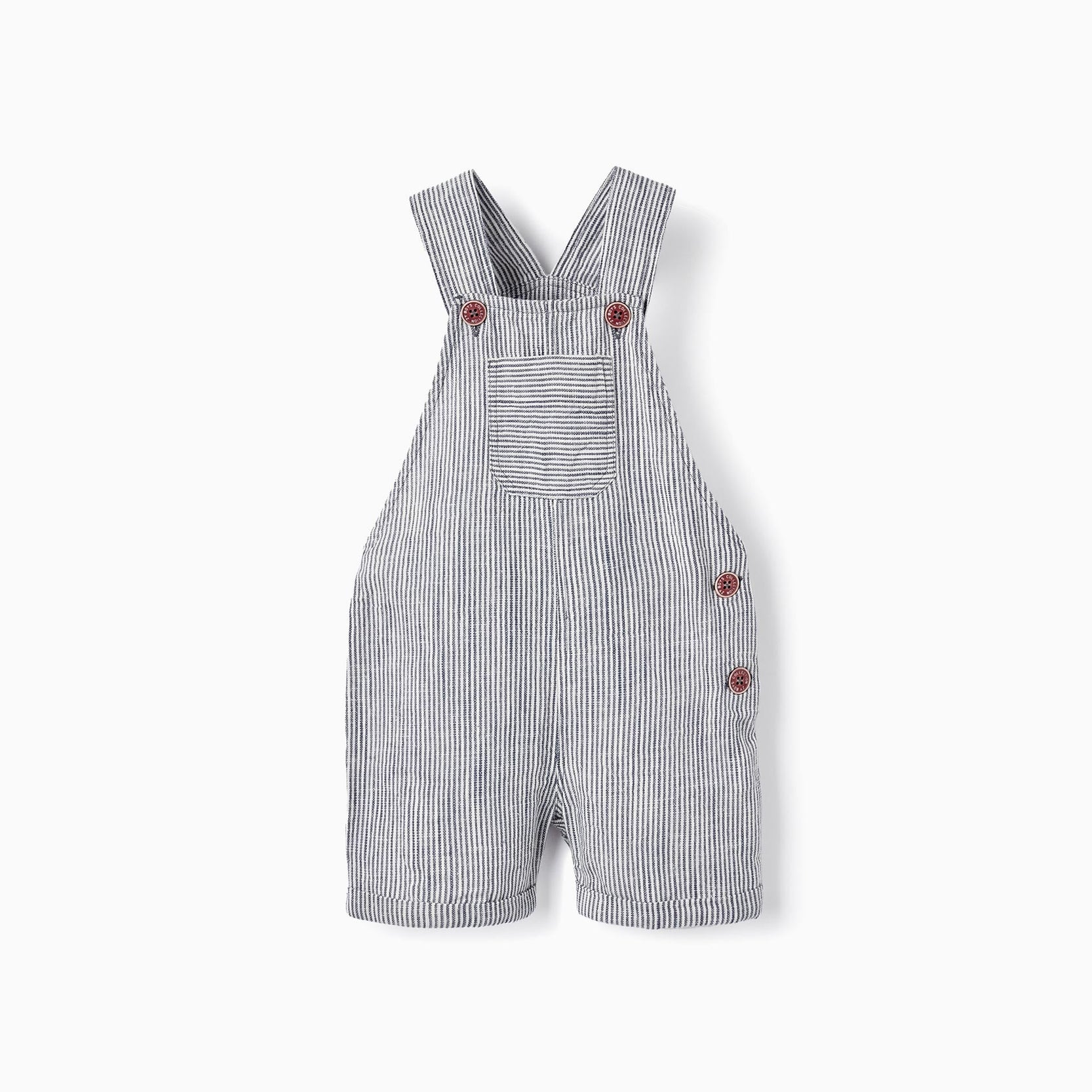 Striped Jumpsuit in Cotton and Linen for Baby Boys, White/Blue
