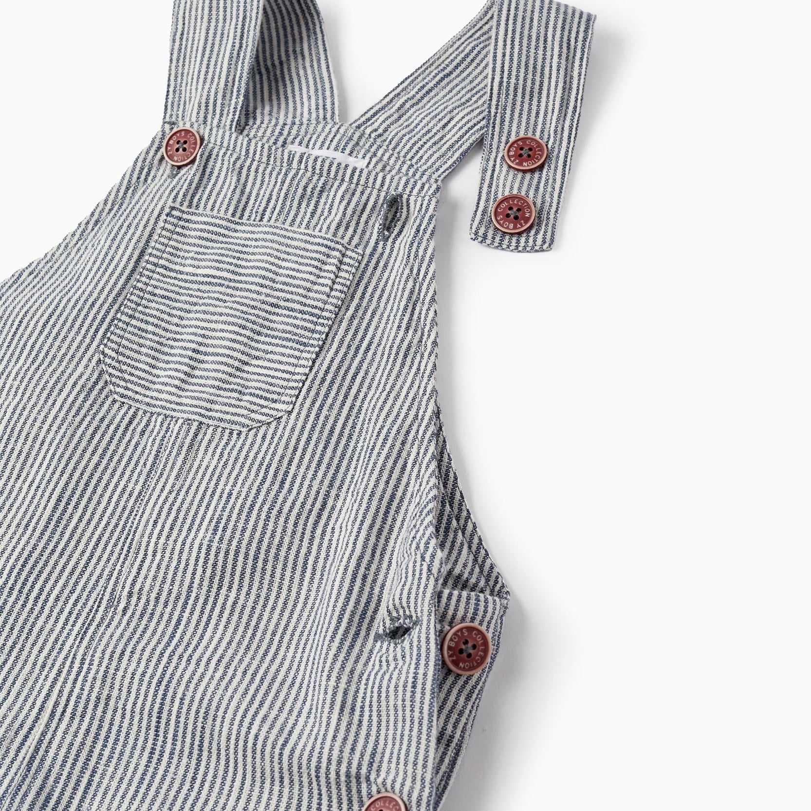 Striped Jumpsuit in Cotton and Linen for Baby Boys, White/Blue