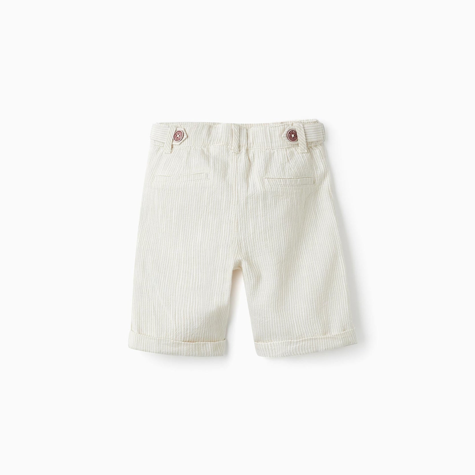Striped Chino Shorts for Boys, White/Beige