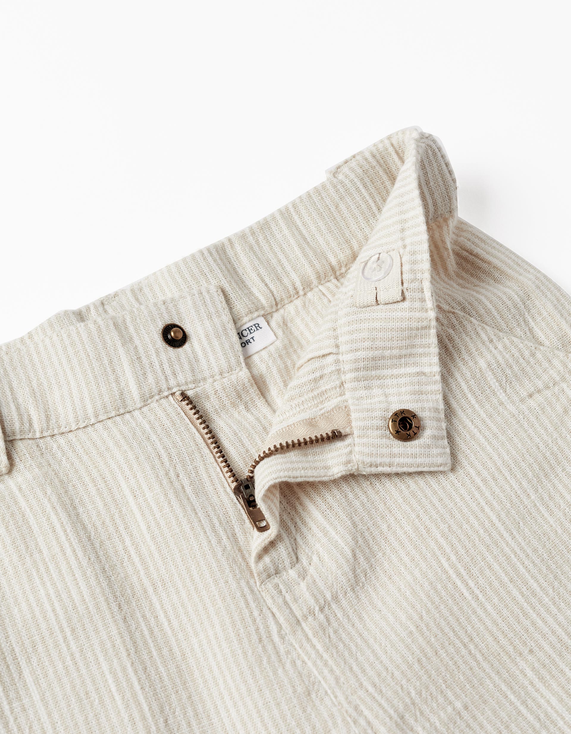 Striped Chino Shorts for Boys, White/Beige