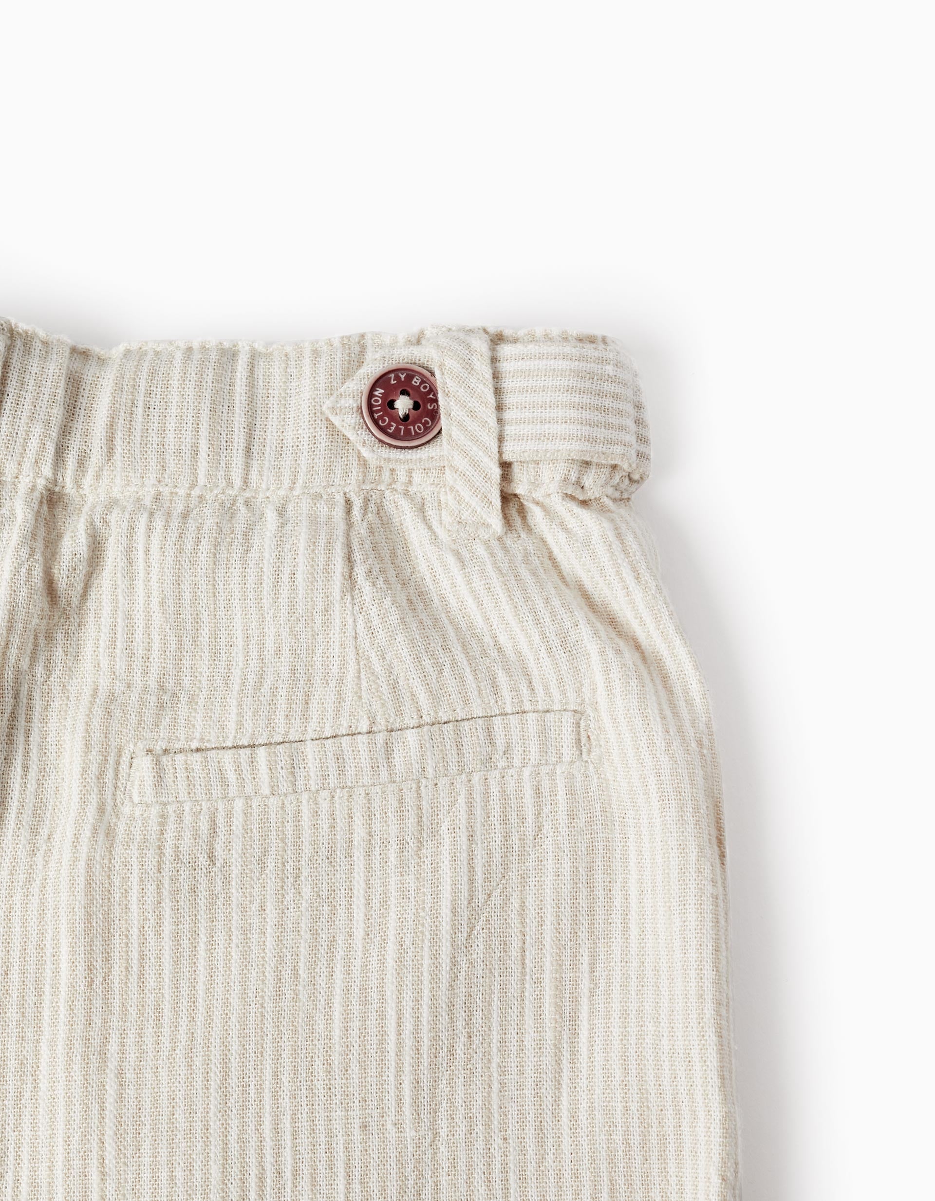 Striped Chino Shorts for Boys, White/Beige