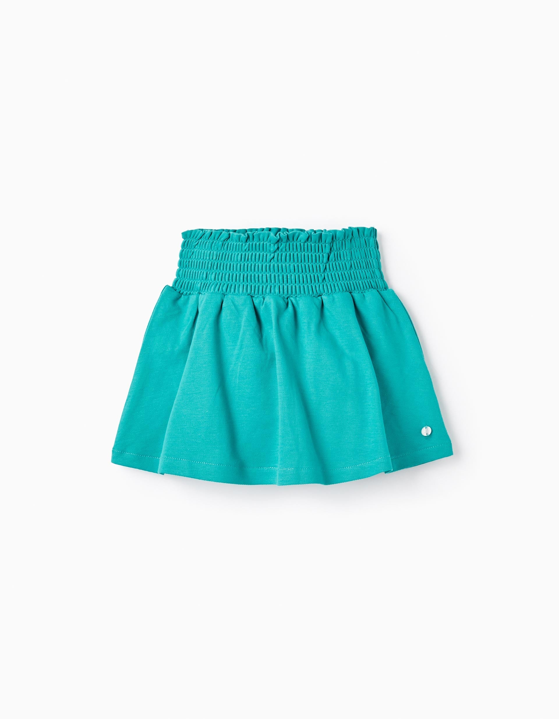 Cotton Skirt with Inner Brief for Baby Girls, Turquoise