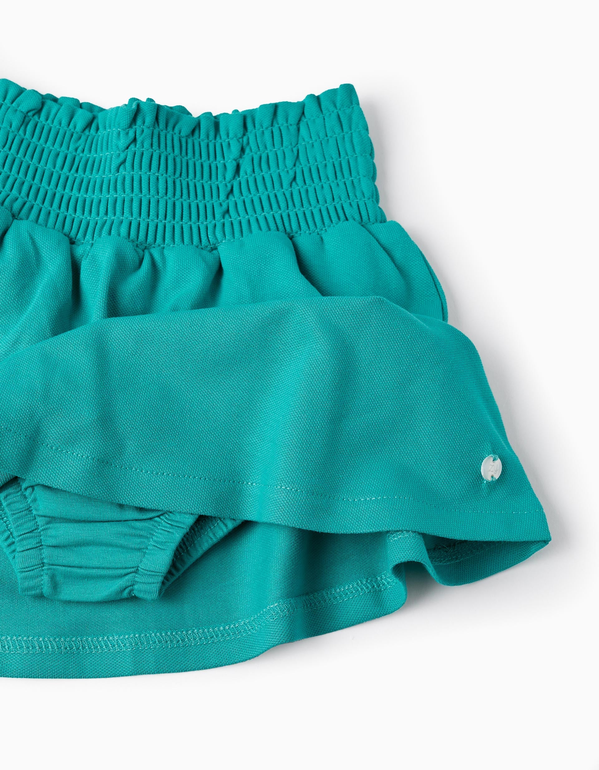 Cotton Skirt with Inner Brief for Baby Girls, Turquoise